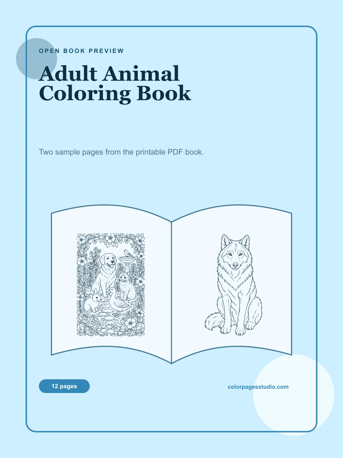 Adult Animal Coloring Book cover