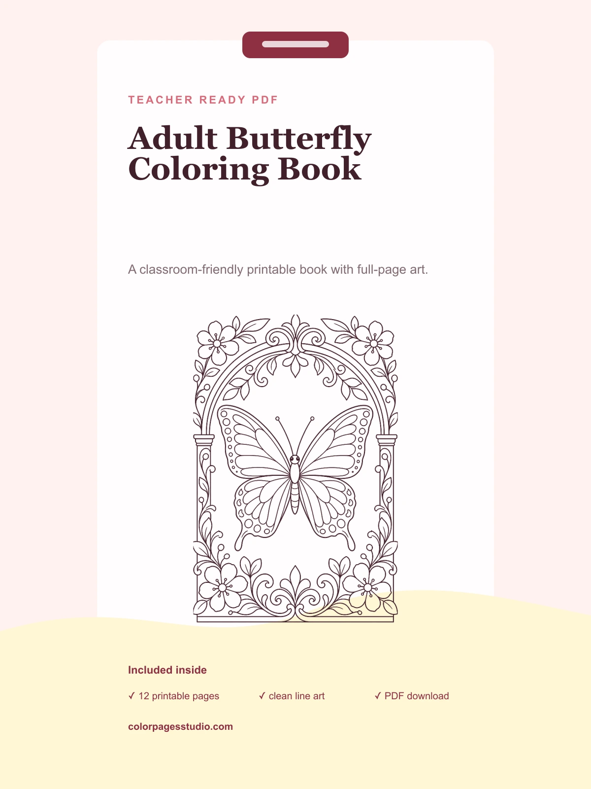 Adult Butterfly Coloring Book cover