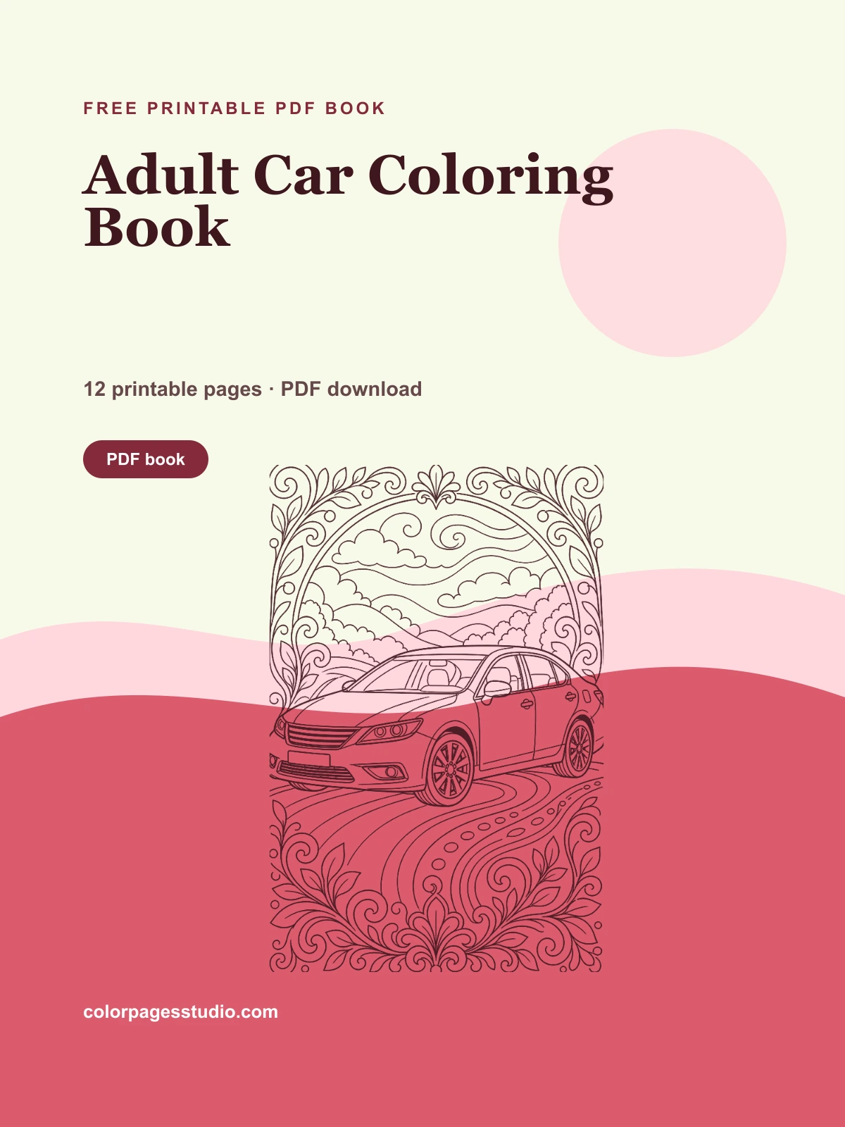 Adult Car Coloring Book cover