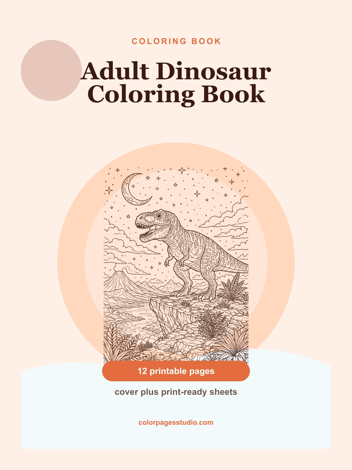 Adult Dinosaur Coloring Book cover