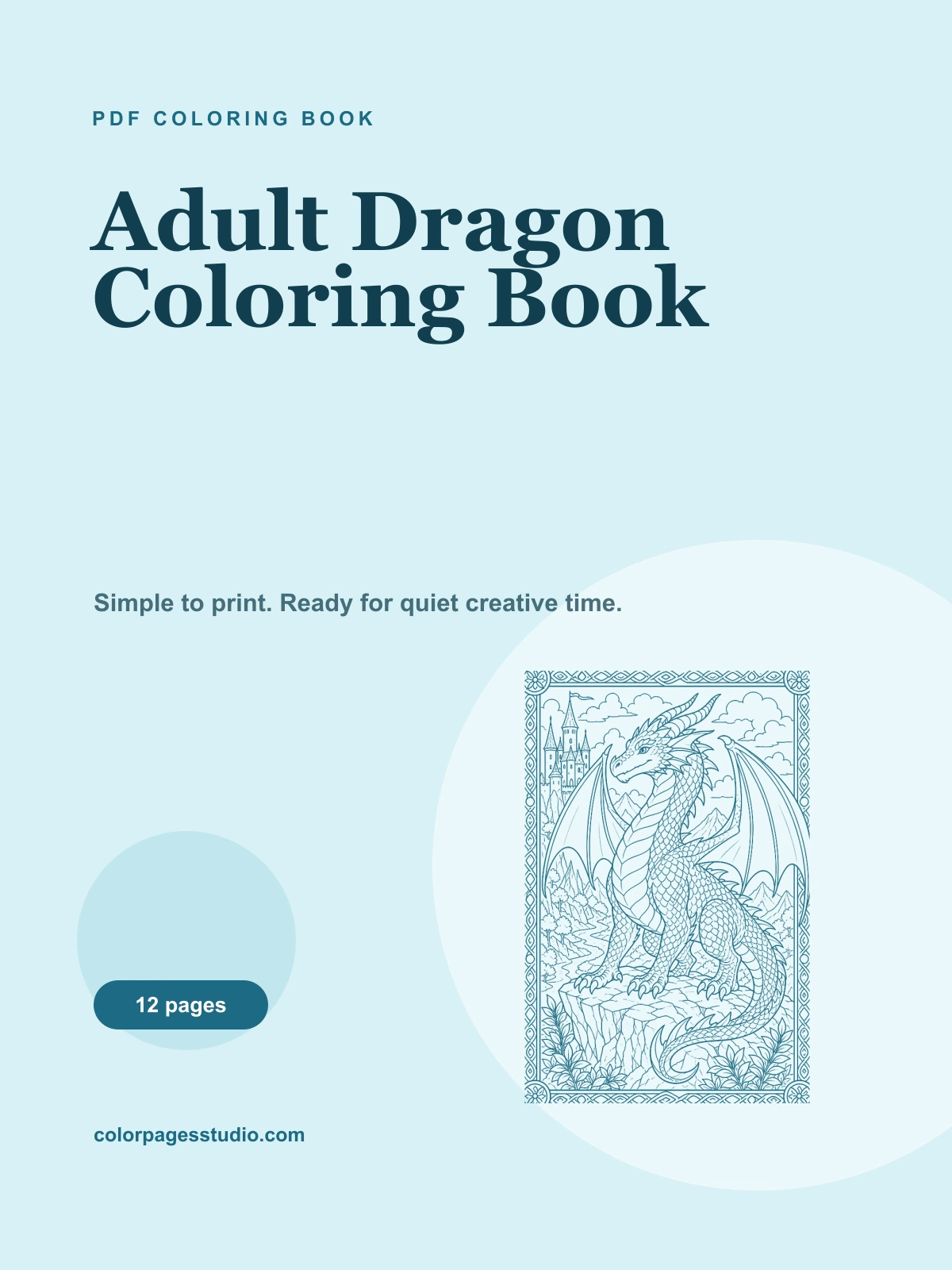 Adult Dragon Coloring Book cover