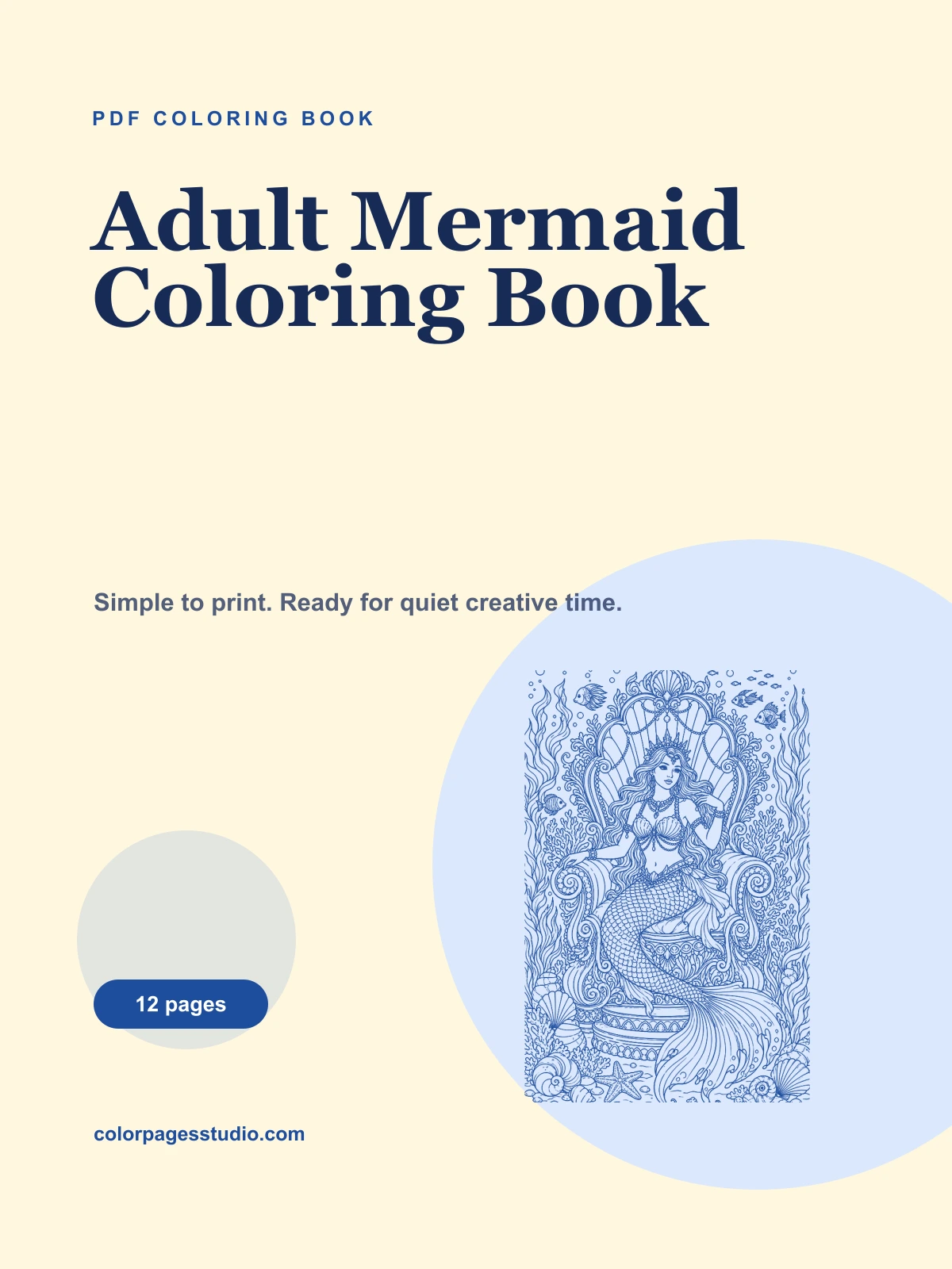 Adult Mermaid Coloring Book cover