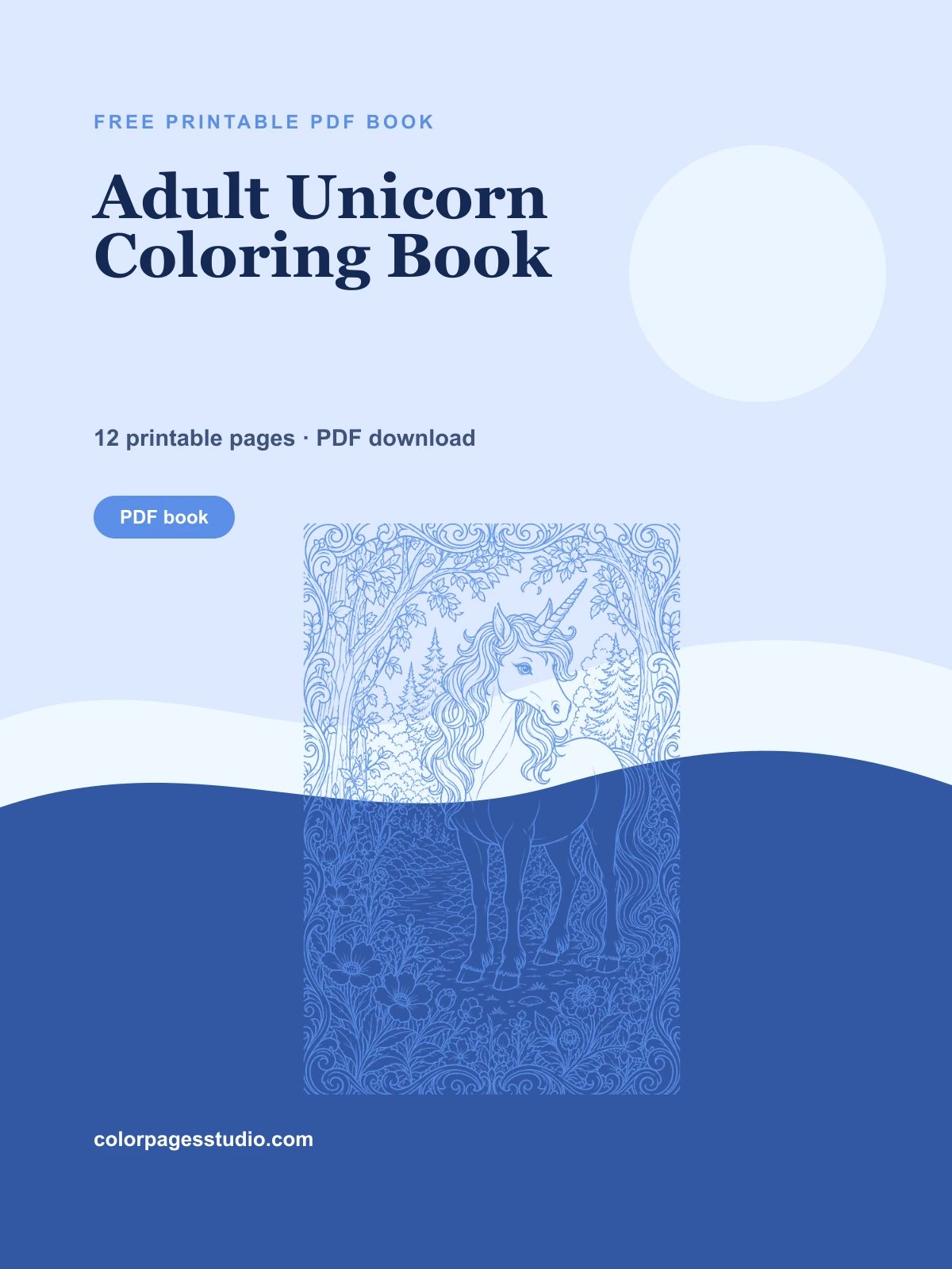 Adult Unicorn Coloring Book cover