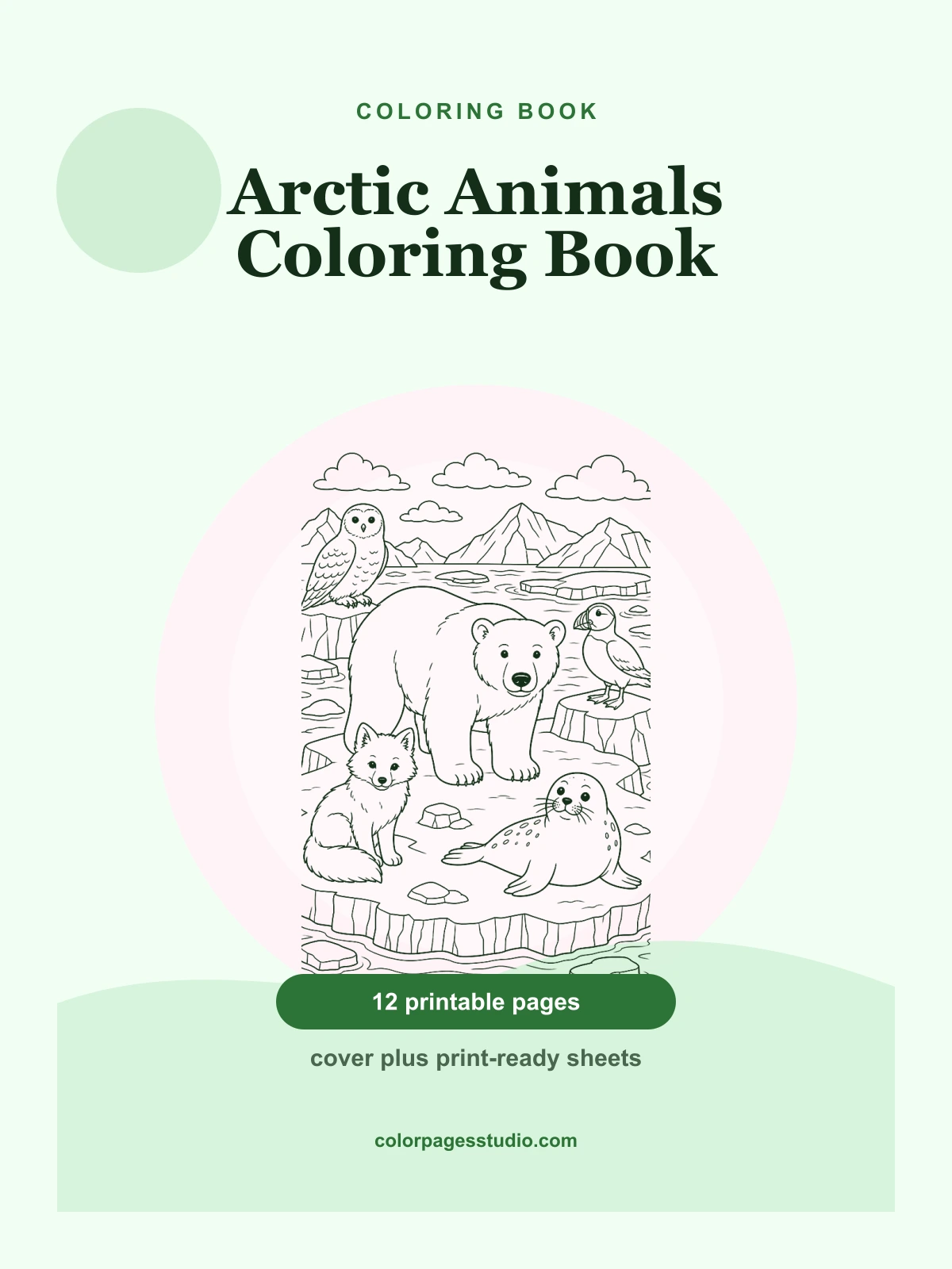 Arctic Animals Coloring Book cover