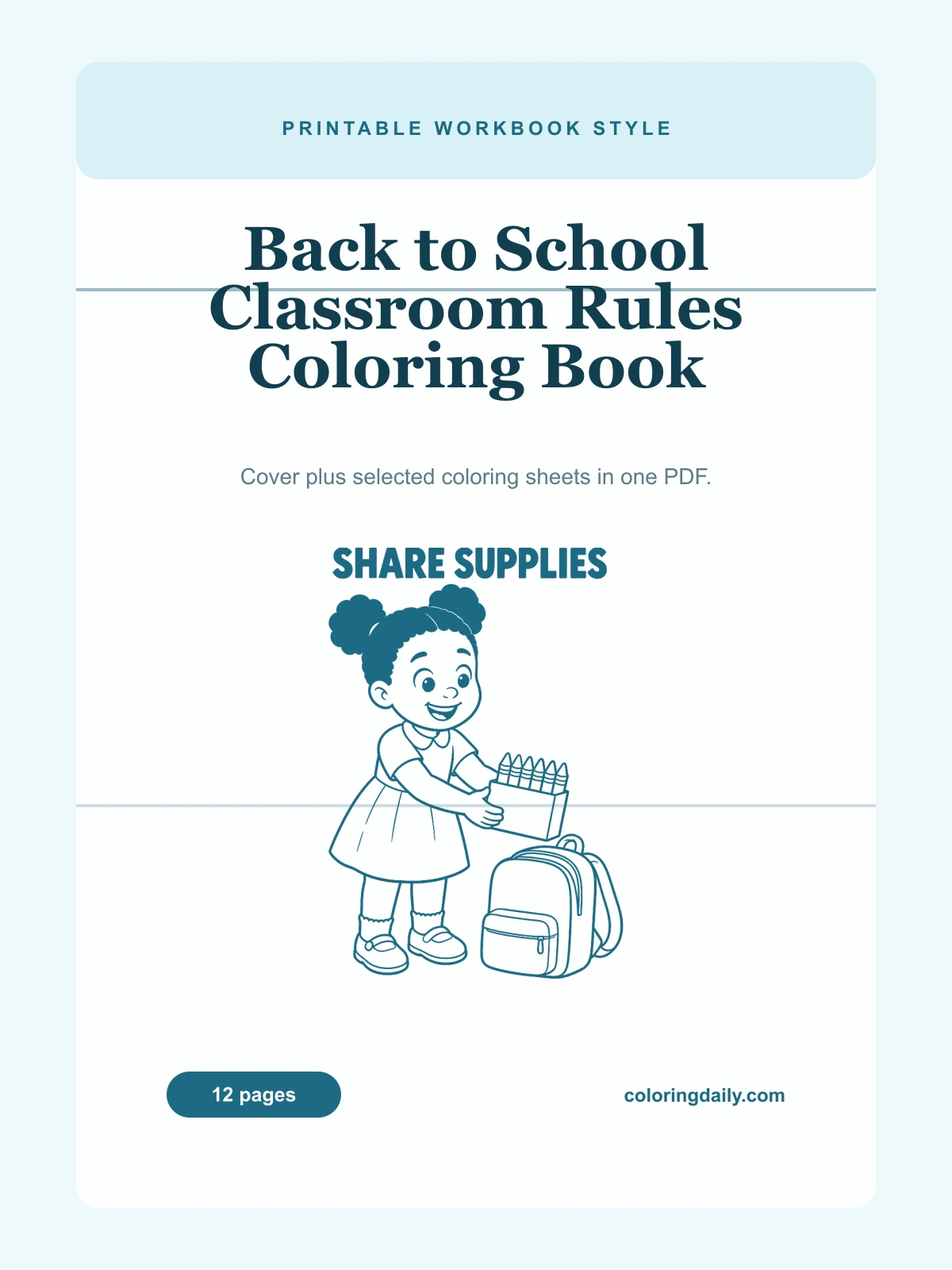 Back to School Classroom Rules Coloring Book cover
