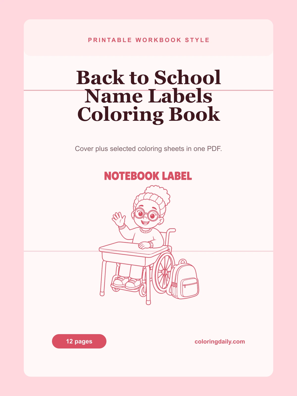 Back to School Name Labels Coloring Book cover