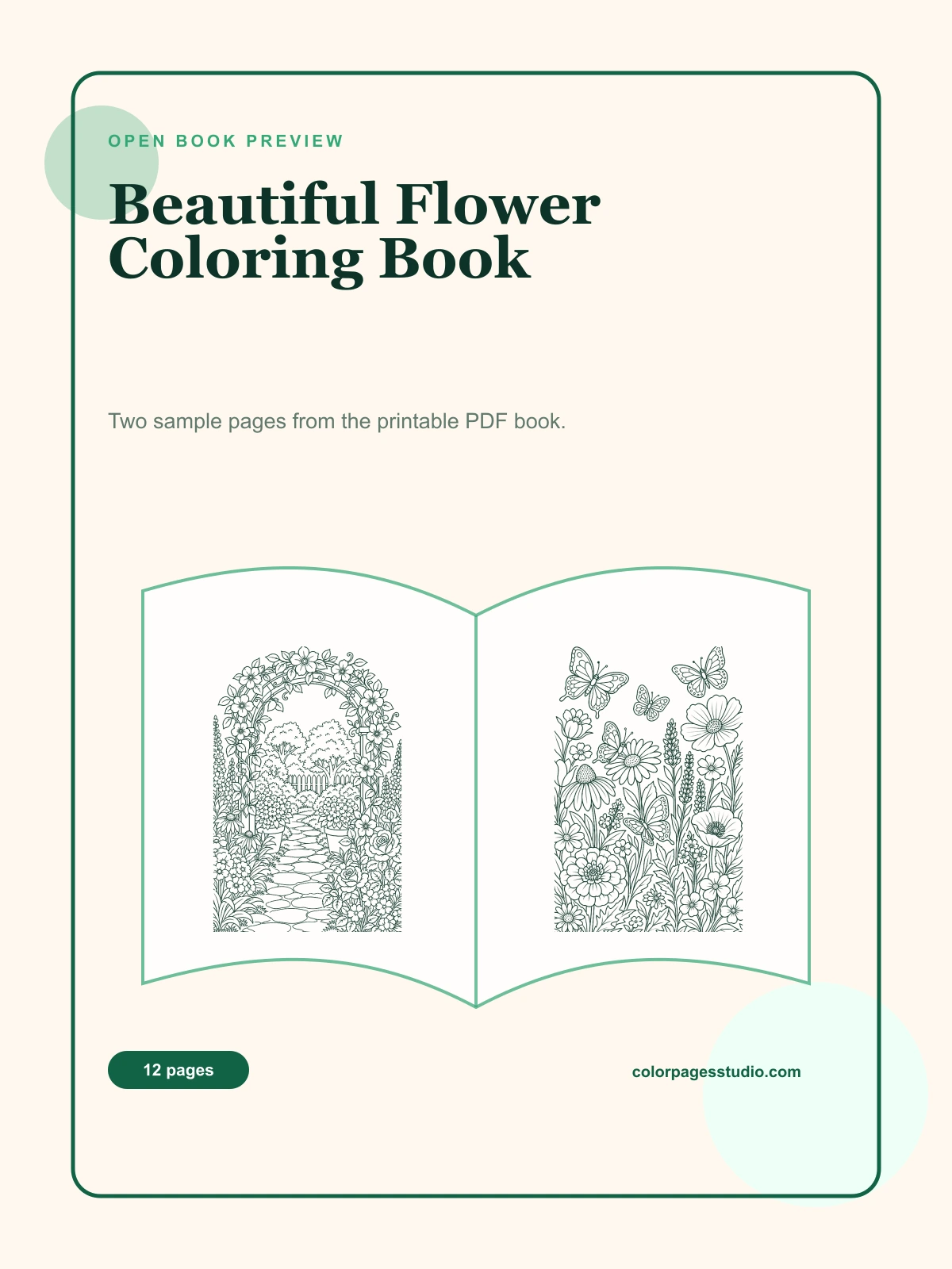 Beautiful Flower Coloring Book cover