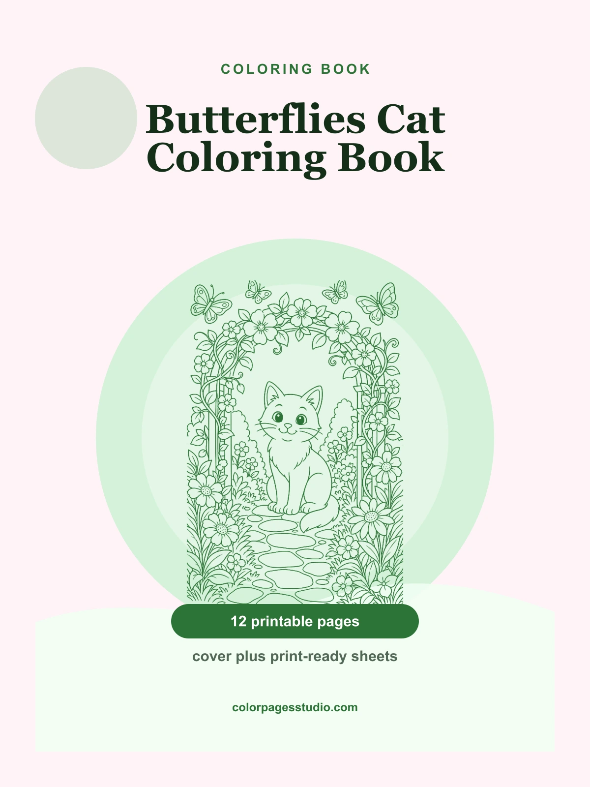 Butterflies Cat Coloring Book cover