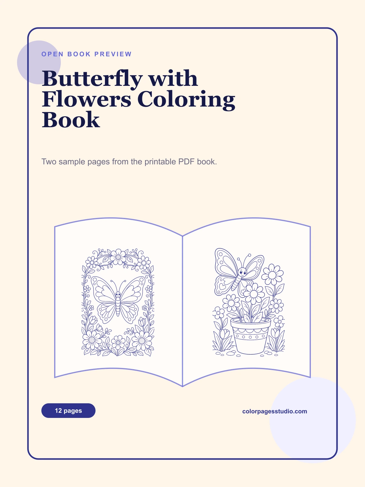 Butterfly with Flowers Coloring Book cover
