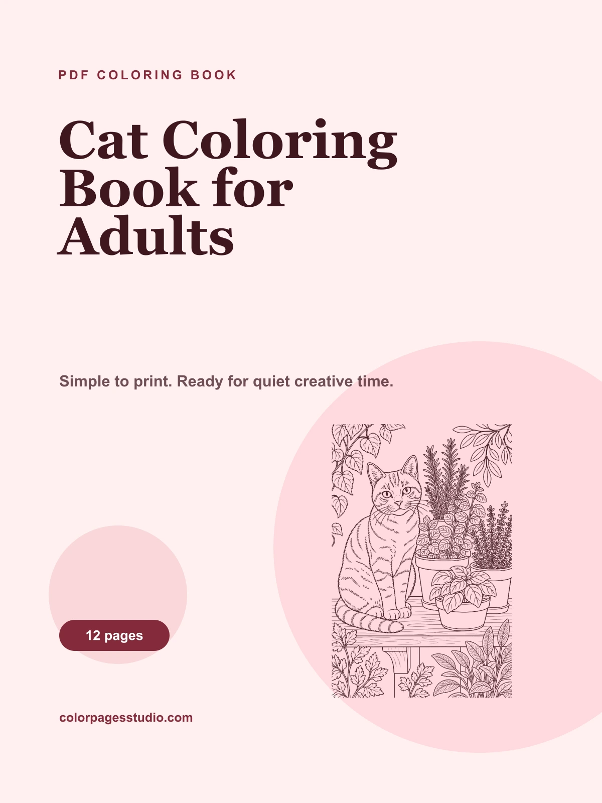 Cat Coloring Book for Adults cover