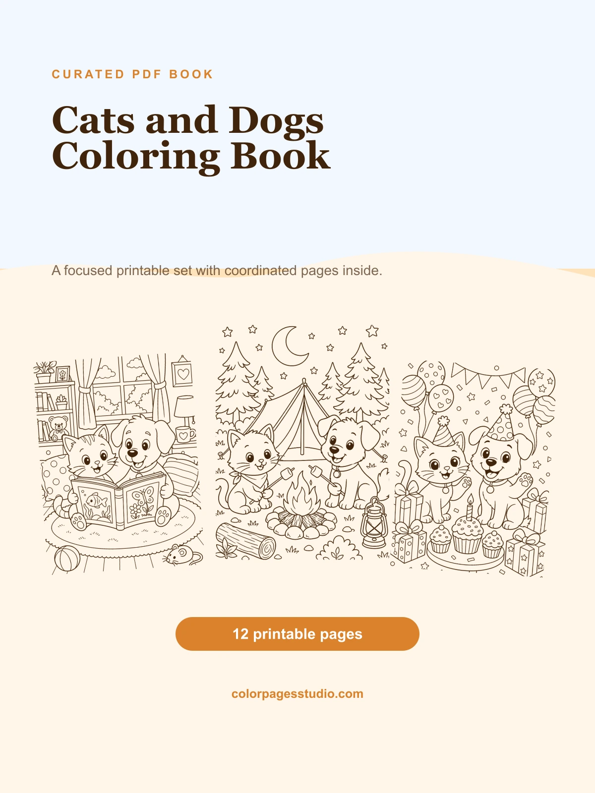 Cats and Dogs Coloring Book cover