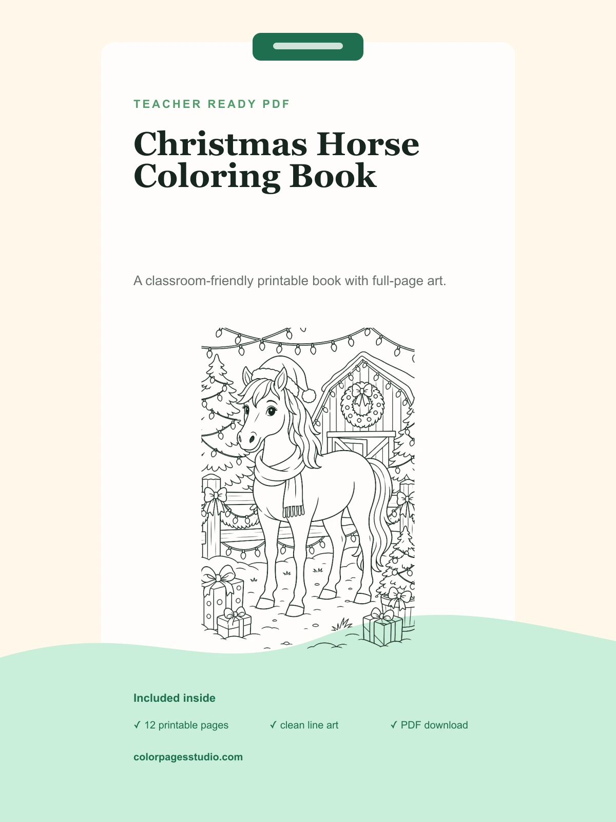 Christmas Horse Coloring Book cover