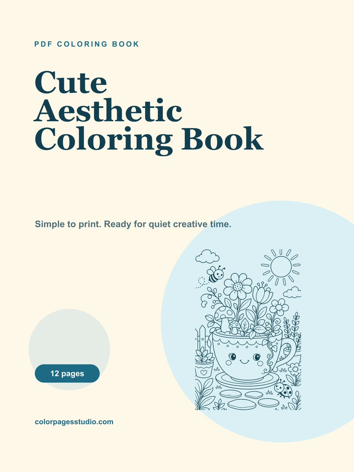 Cute Aesthetic Coloring Book cover
