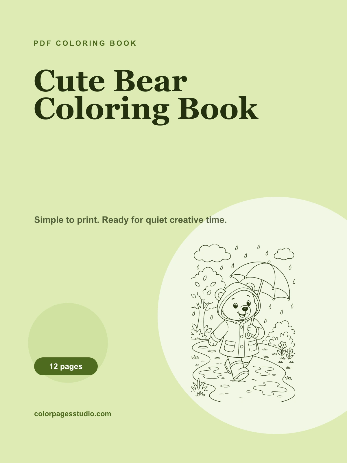 Cute Bear Coloring Book cover