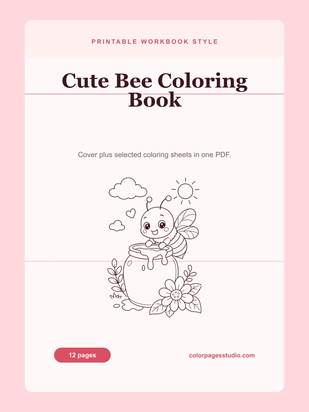 Cute Bee Coloring Book cover