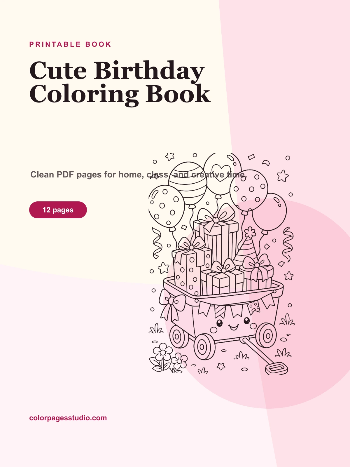 Cute Birthday Coloring Book cover