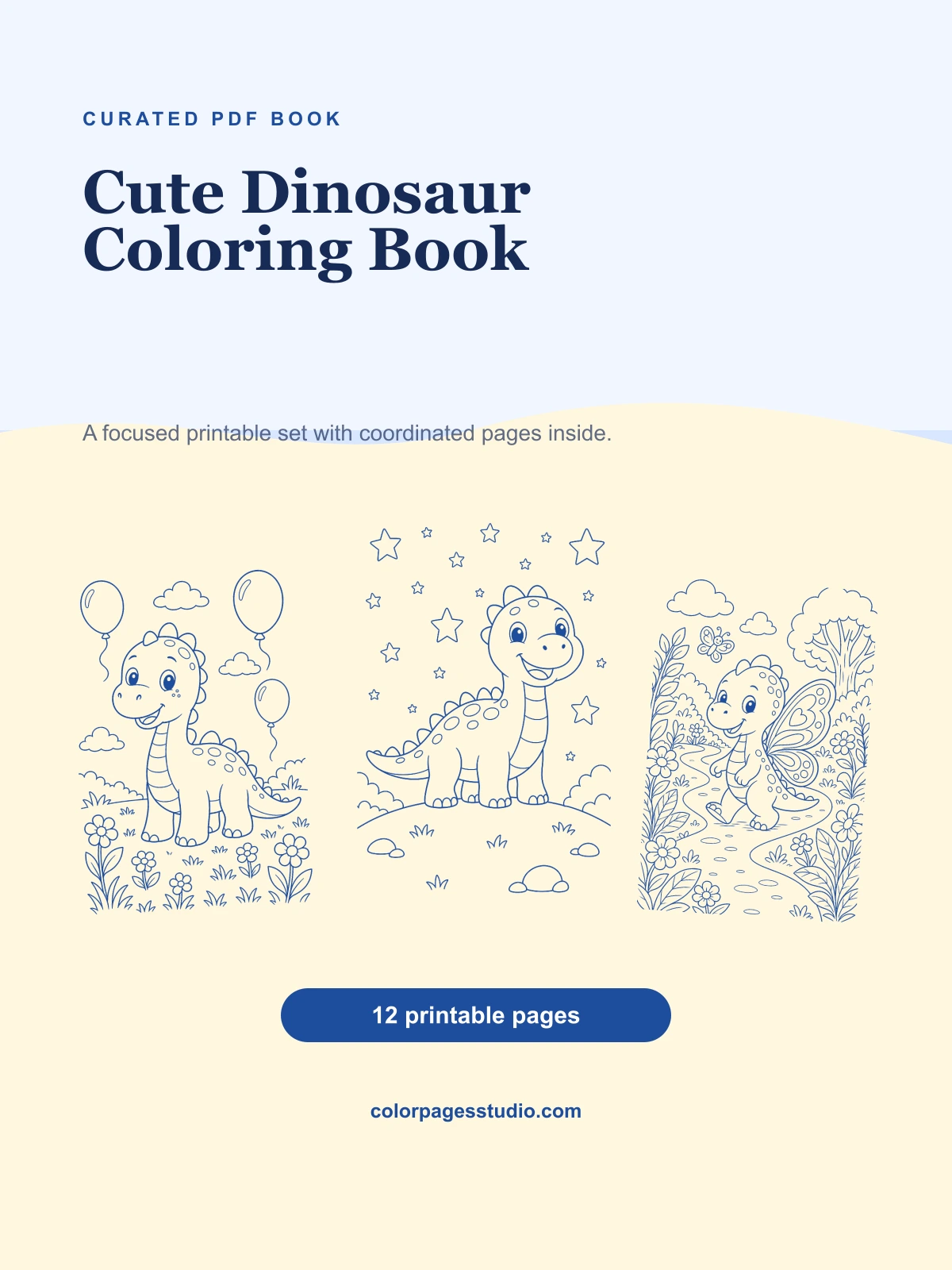 Cute Dinosaur Coloring Book cover