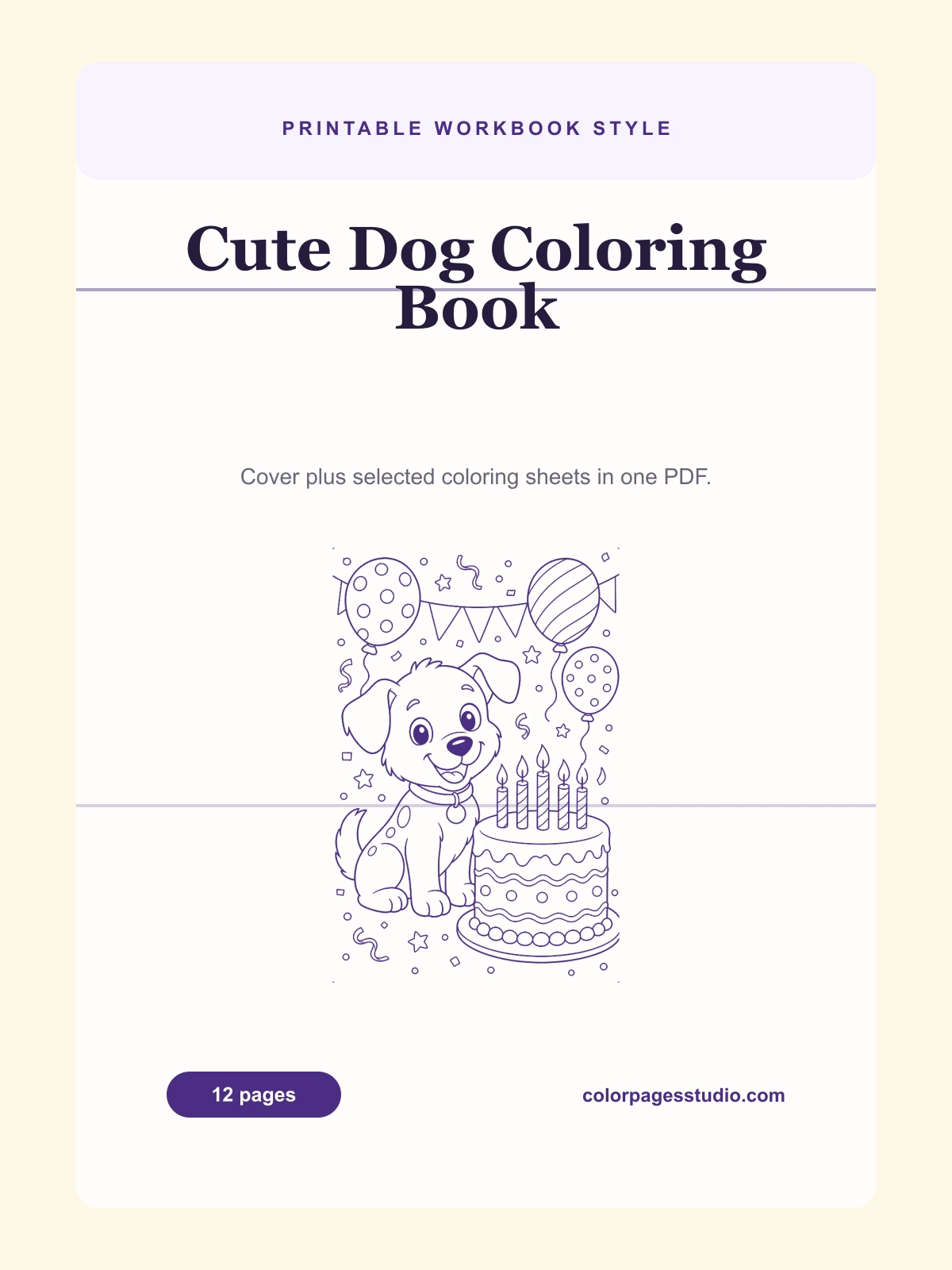 Cute Dog Coloring Book cover