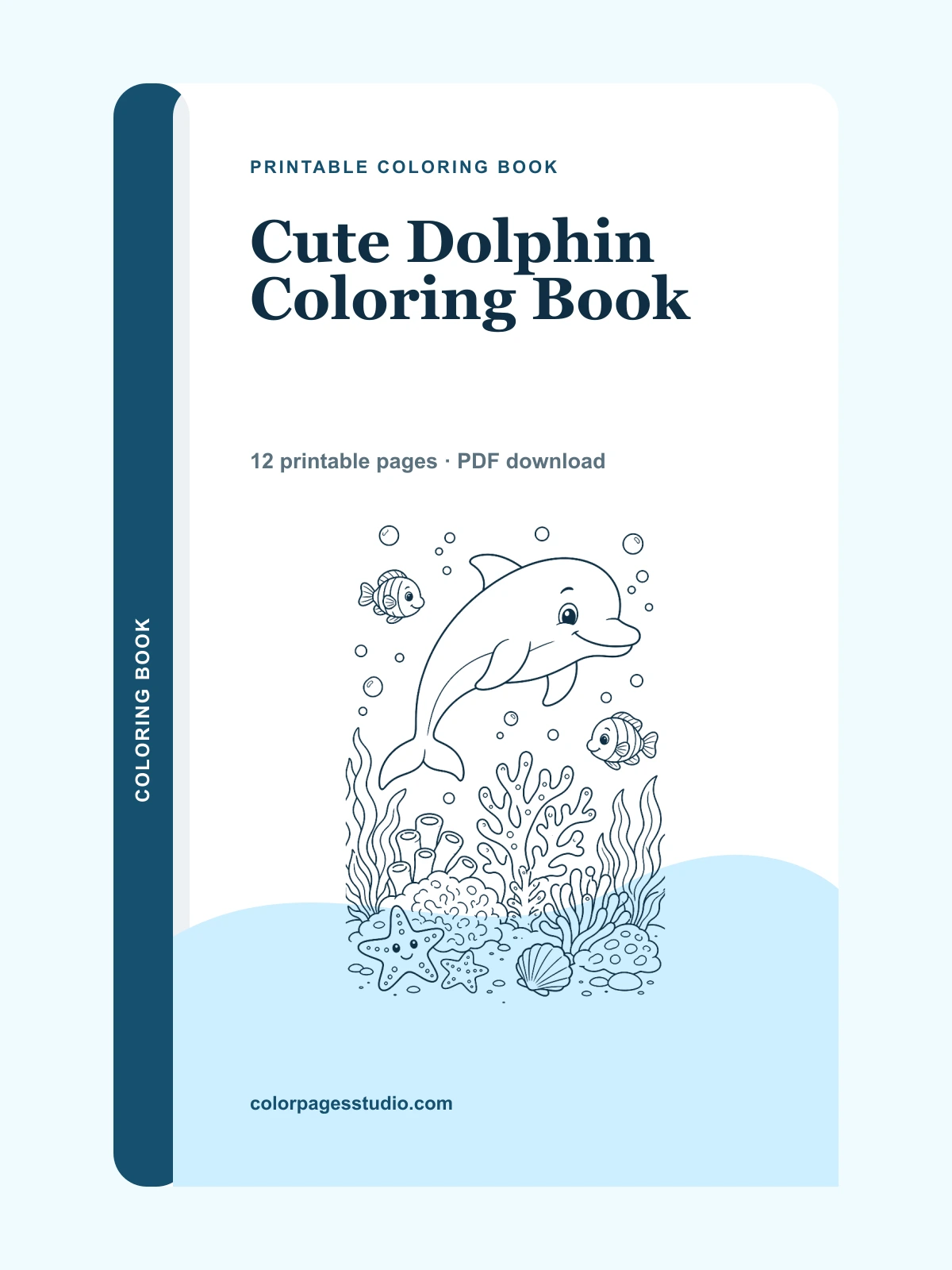 Cute Dolphin Coloring Book cover