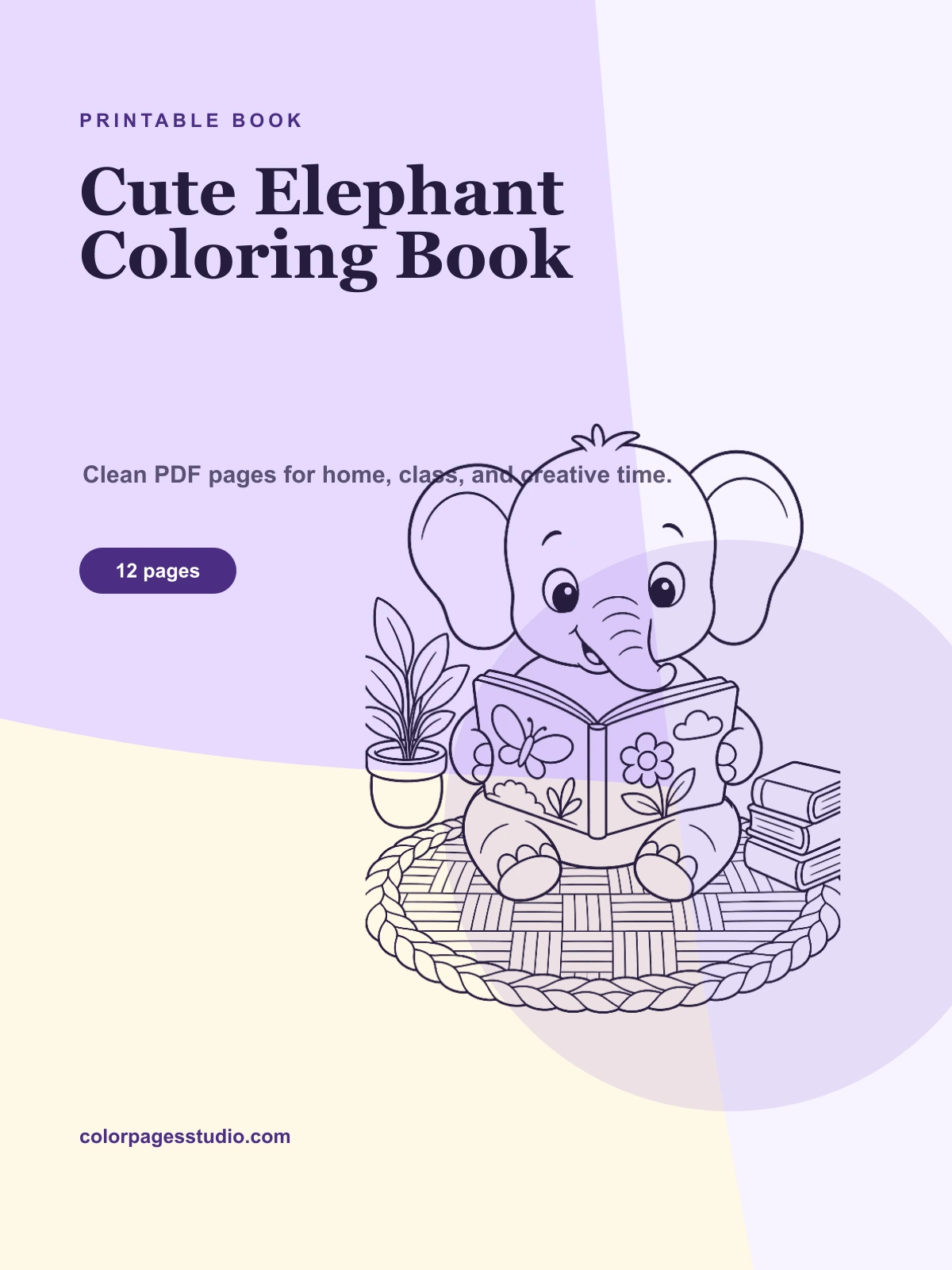 Cute Elephant Coloring Book cover