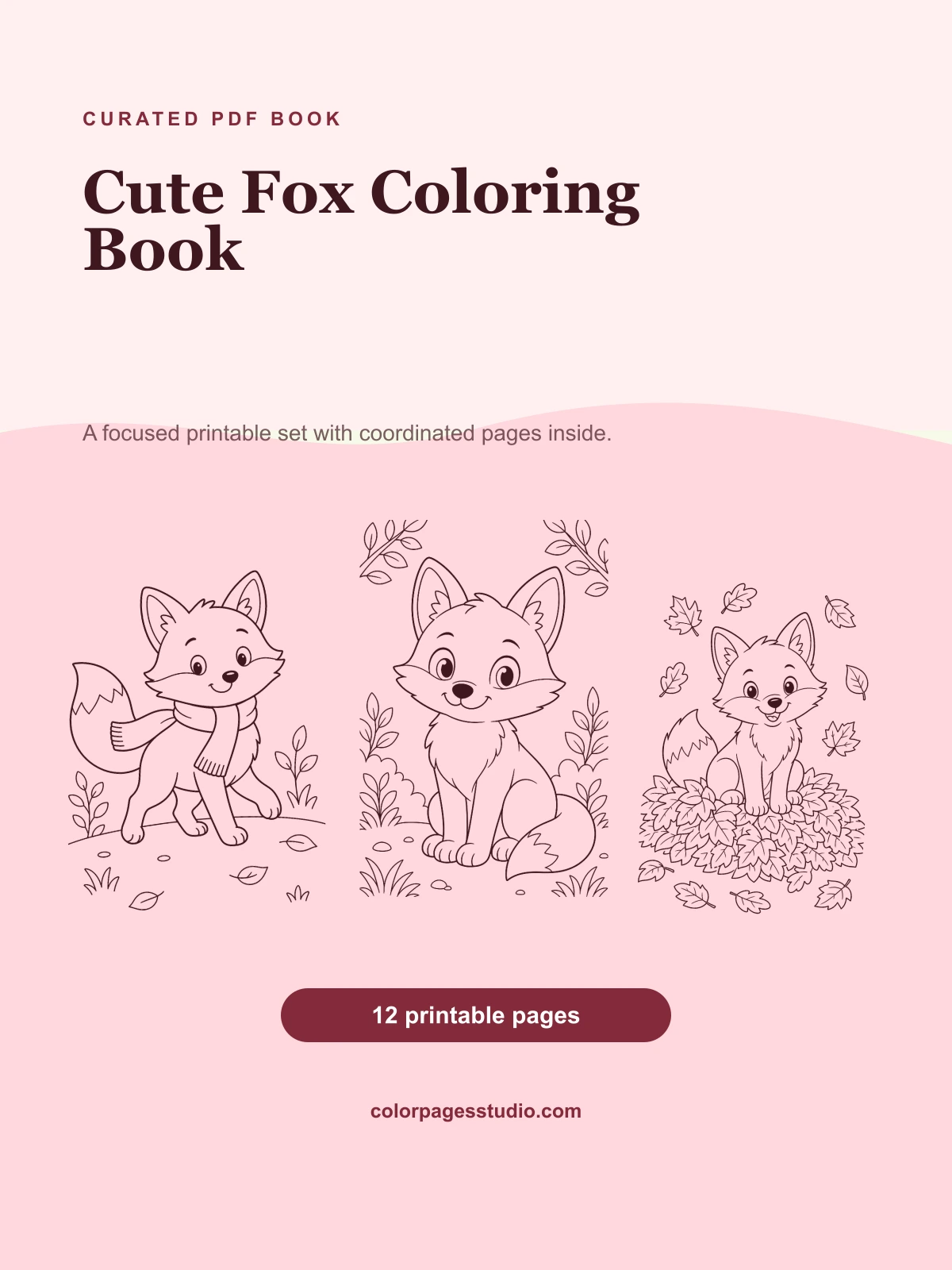 Cute Fox Coloring Book cover