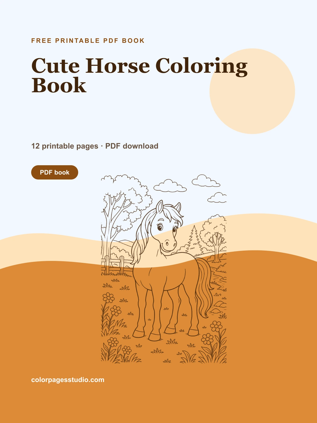 Cute Horse Coloring Book cover