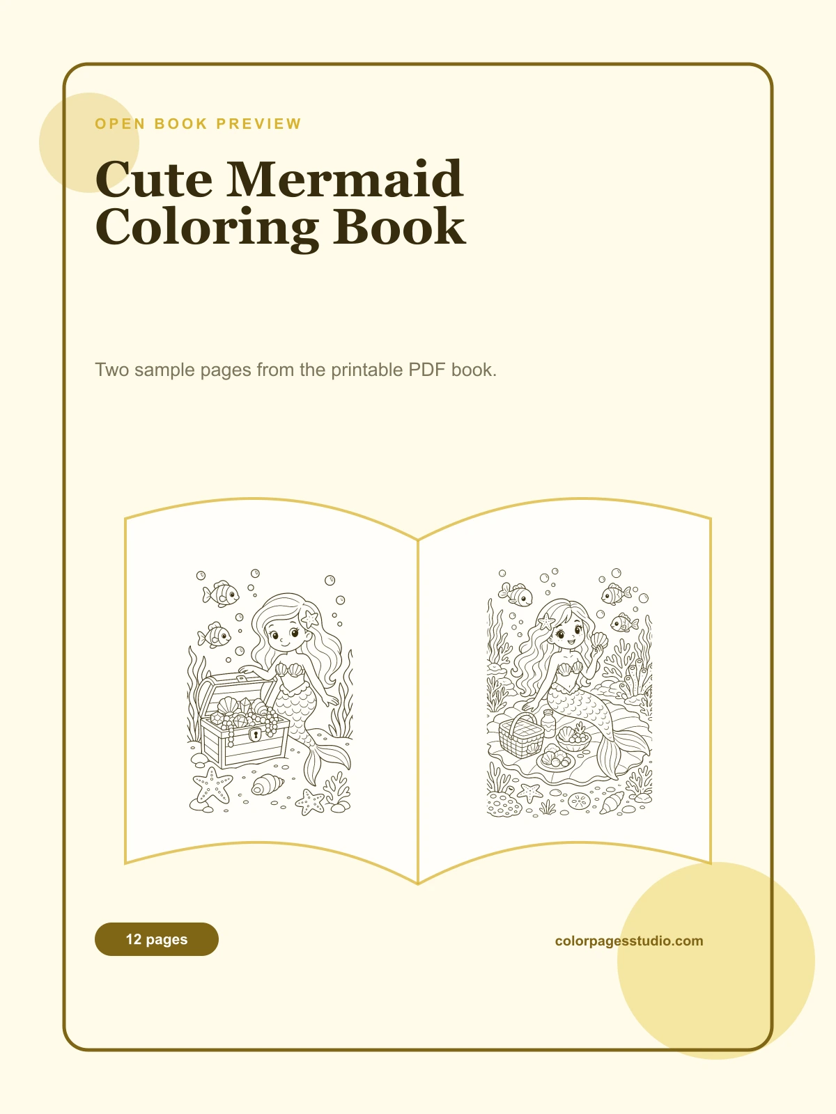 Cute Mermaid Coloring Book cover