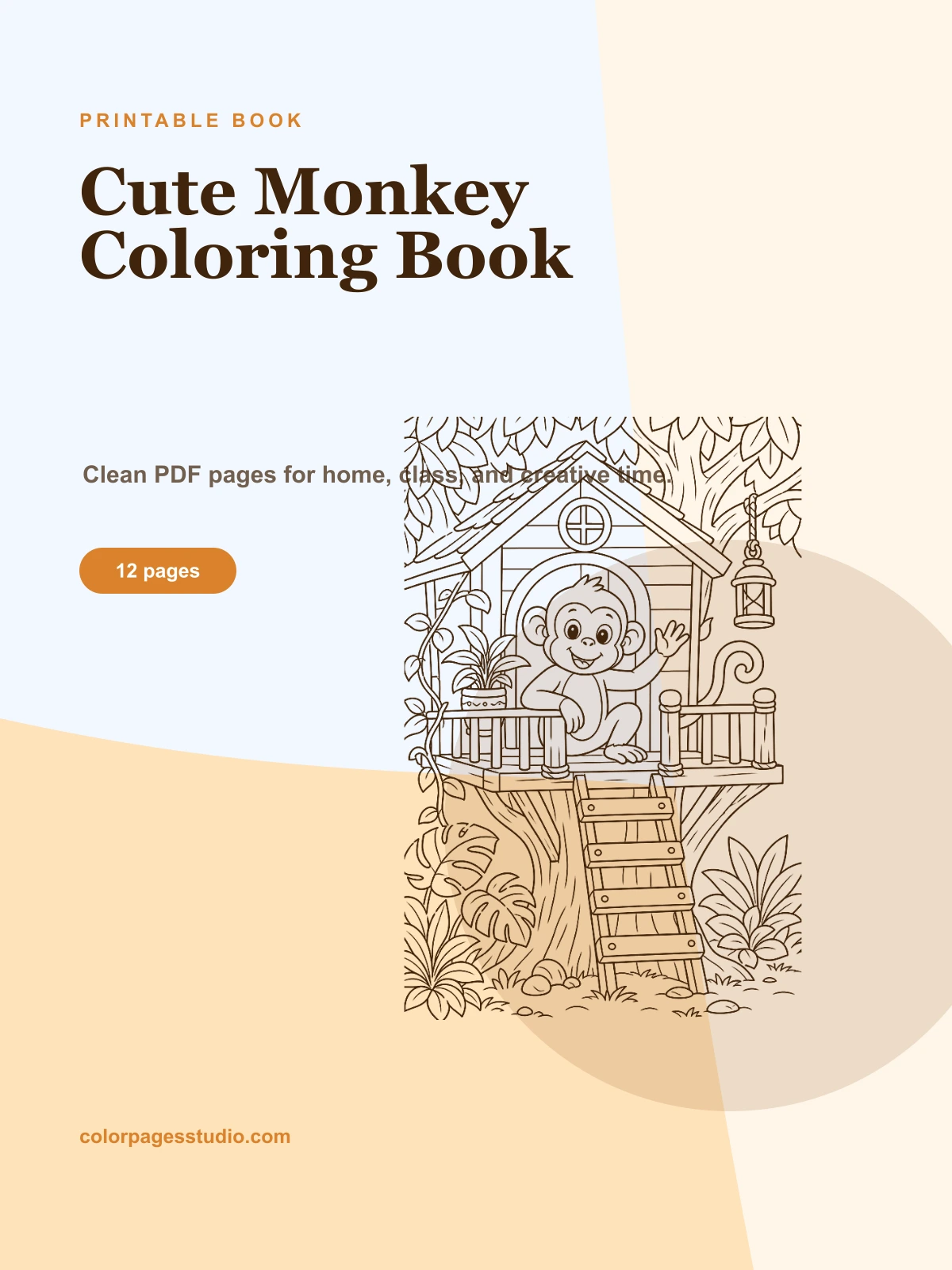 Cute Monkey Coloring Book cover