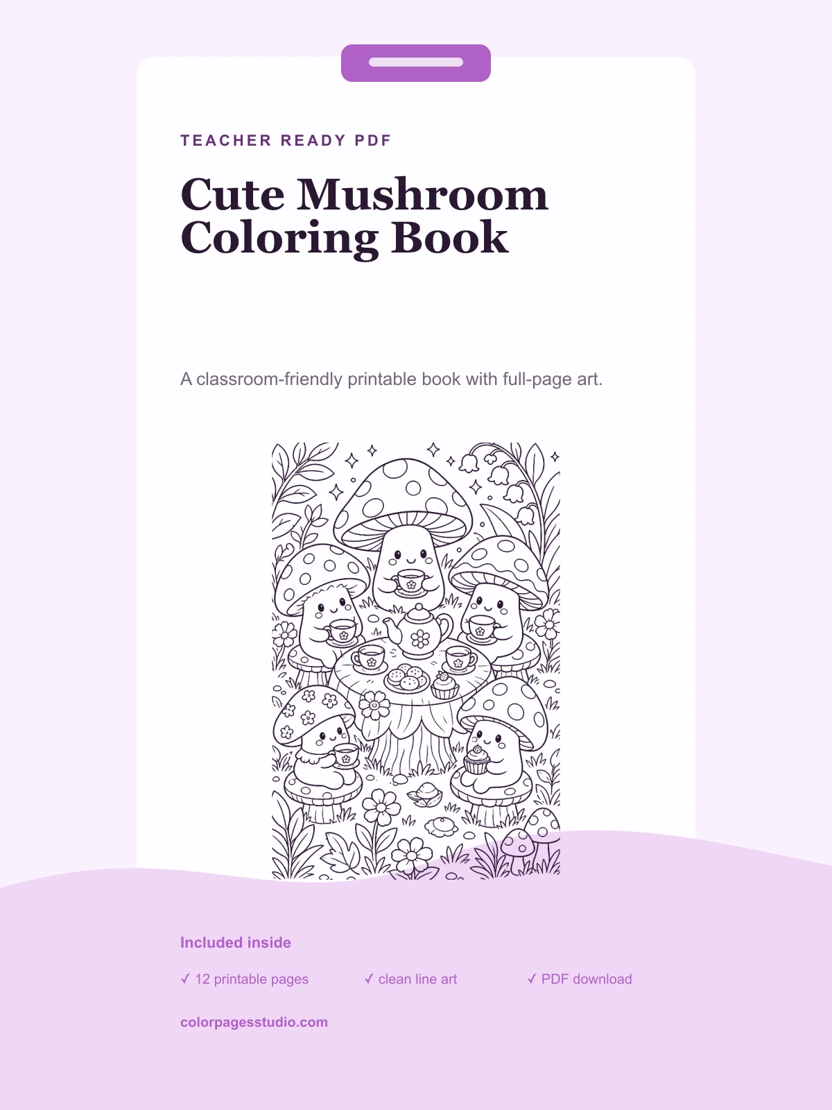 Cute Mushroom Coloring Book cover