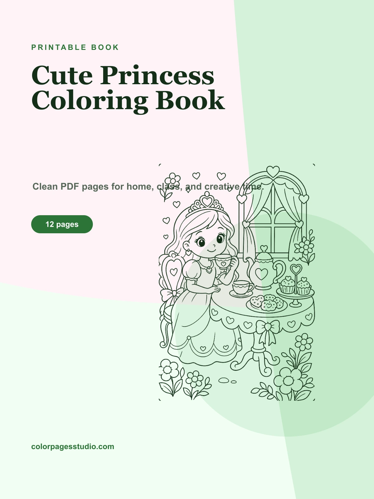 Cute Princess Coloring Book cover