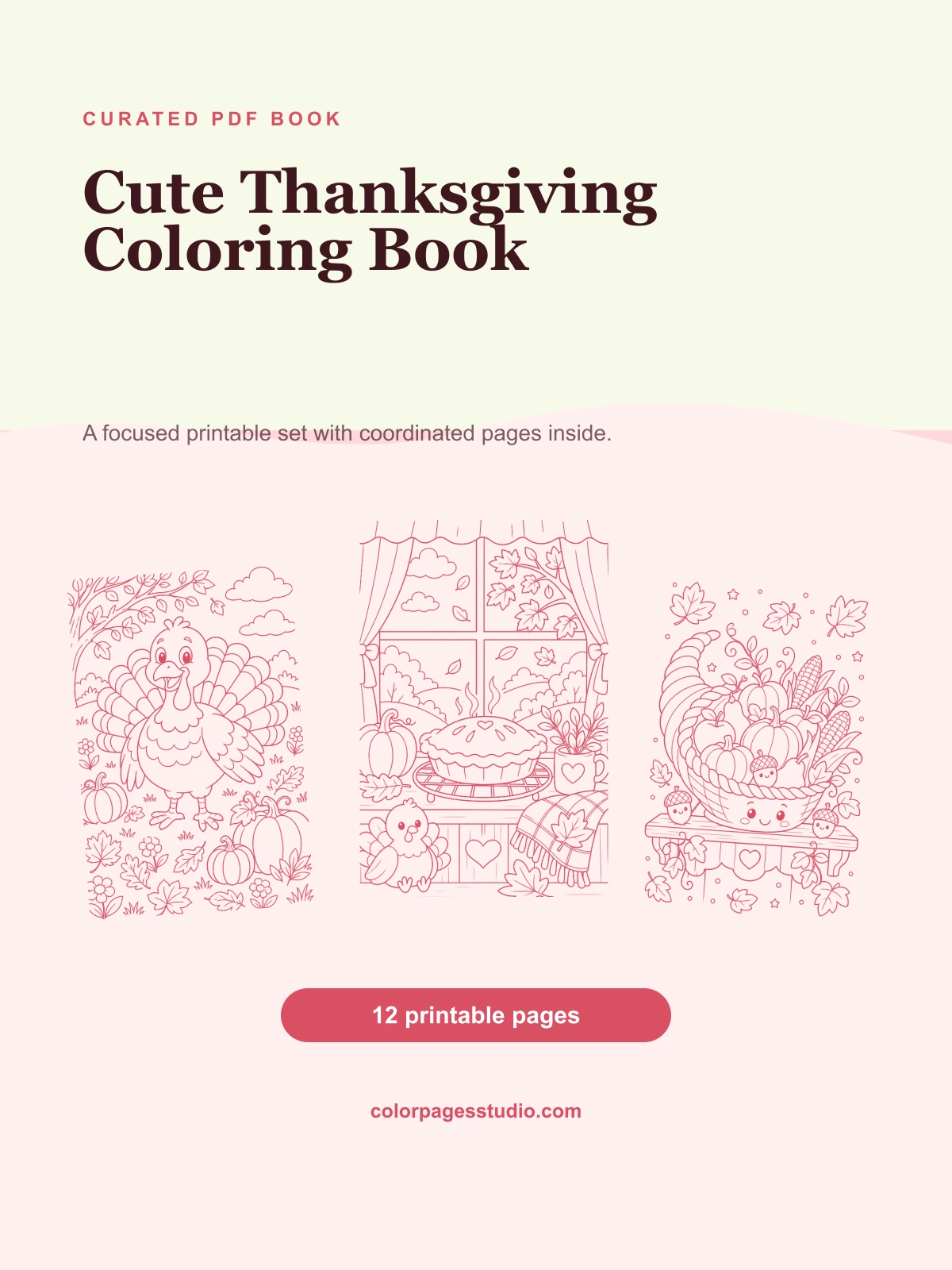 Cute Thanksgiving Coloring Book cover