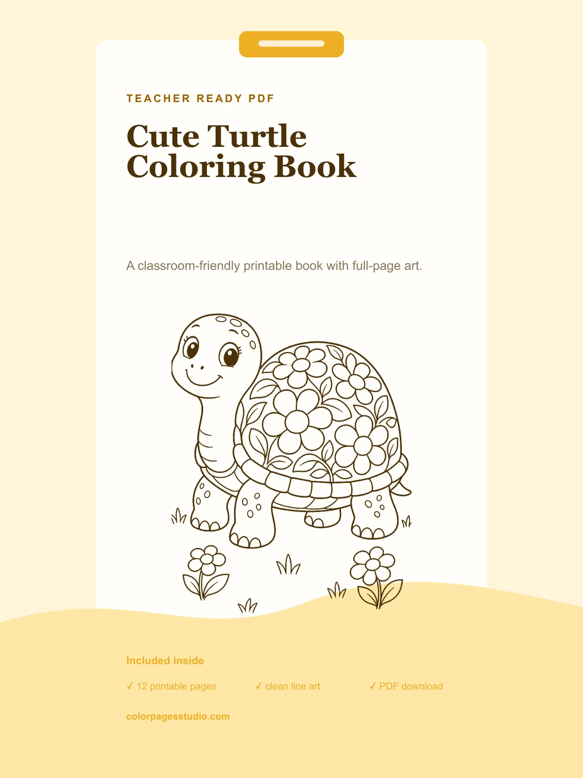 Cute Turtle Coloring Book cover