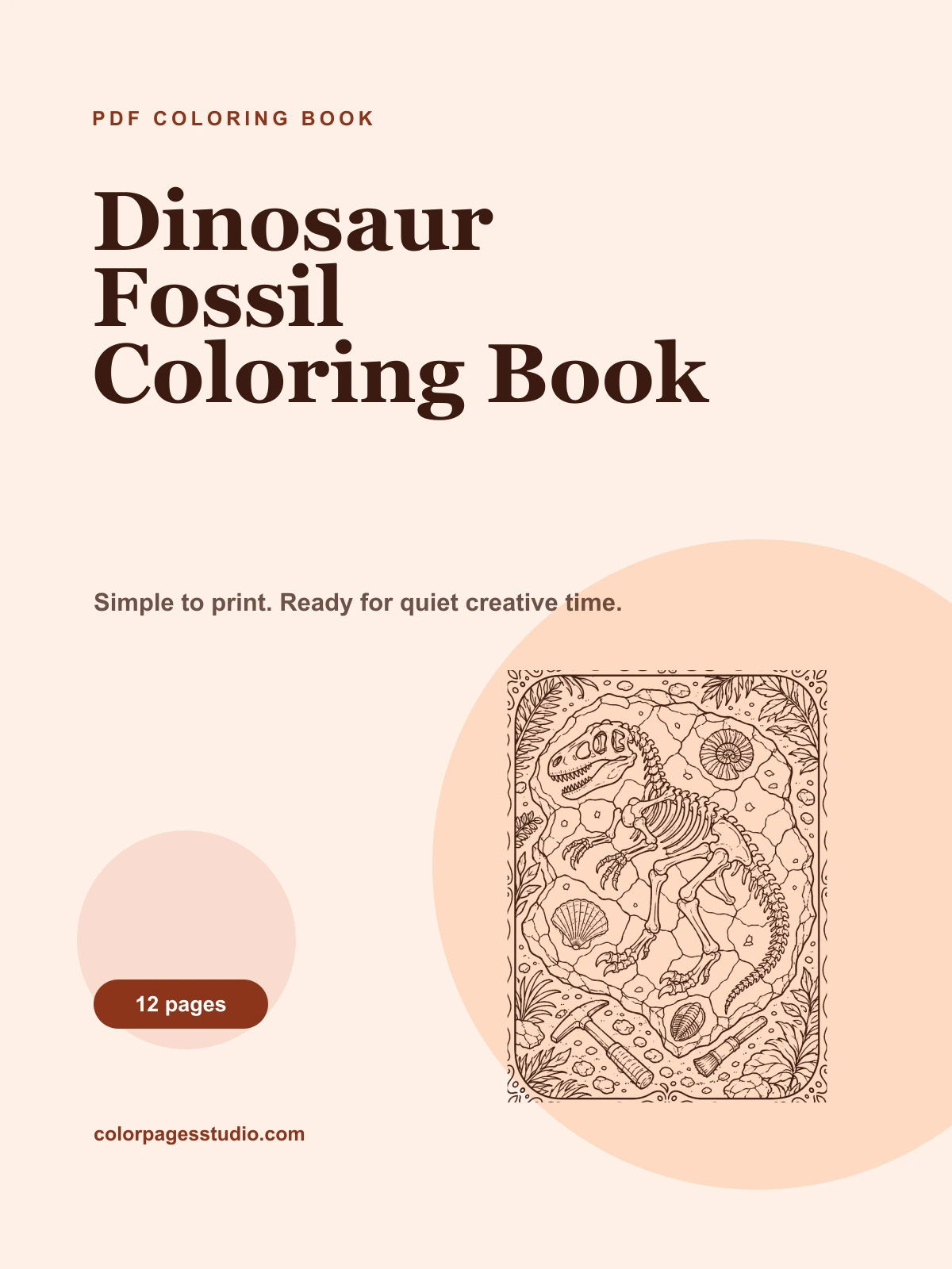 Dinosaur Fossil Coloring Book cover