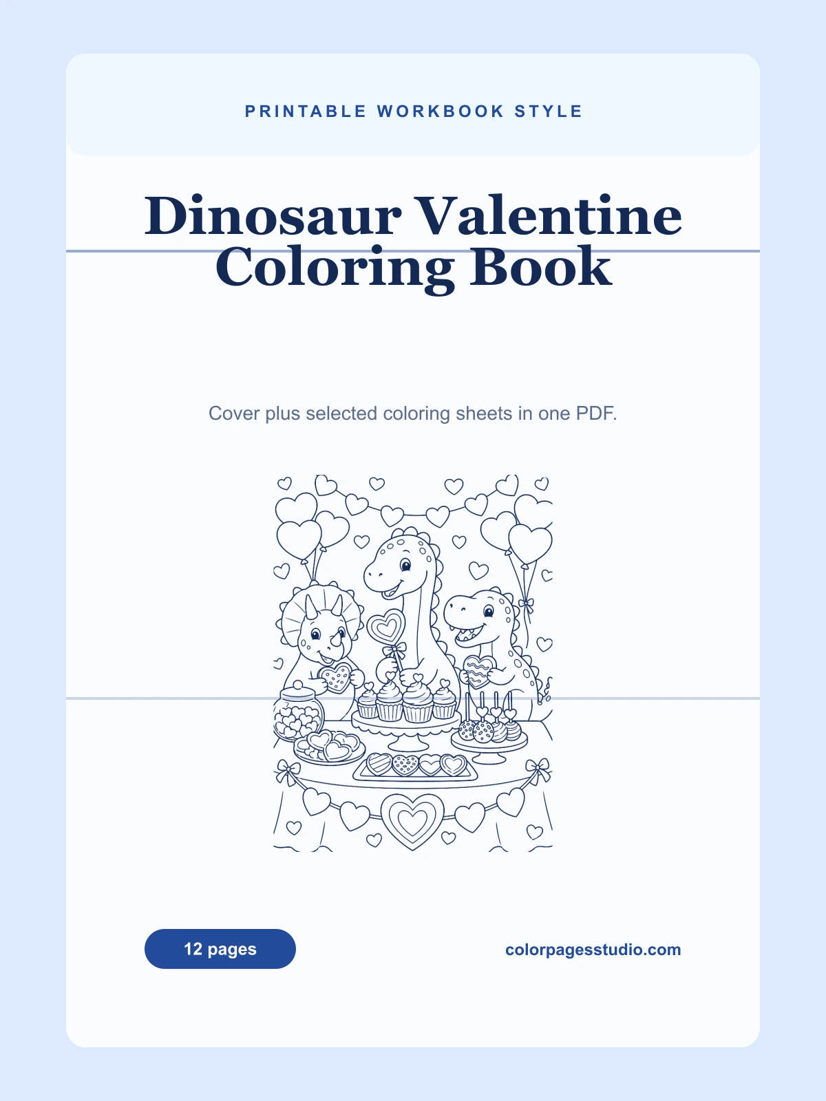 Dinosaur Valentine Coloring Book cover