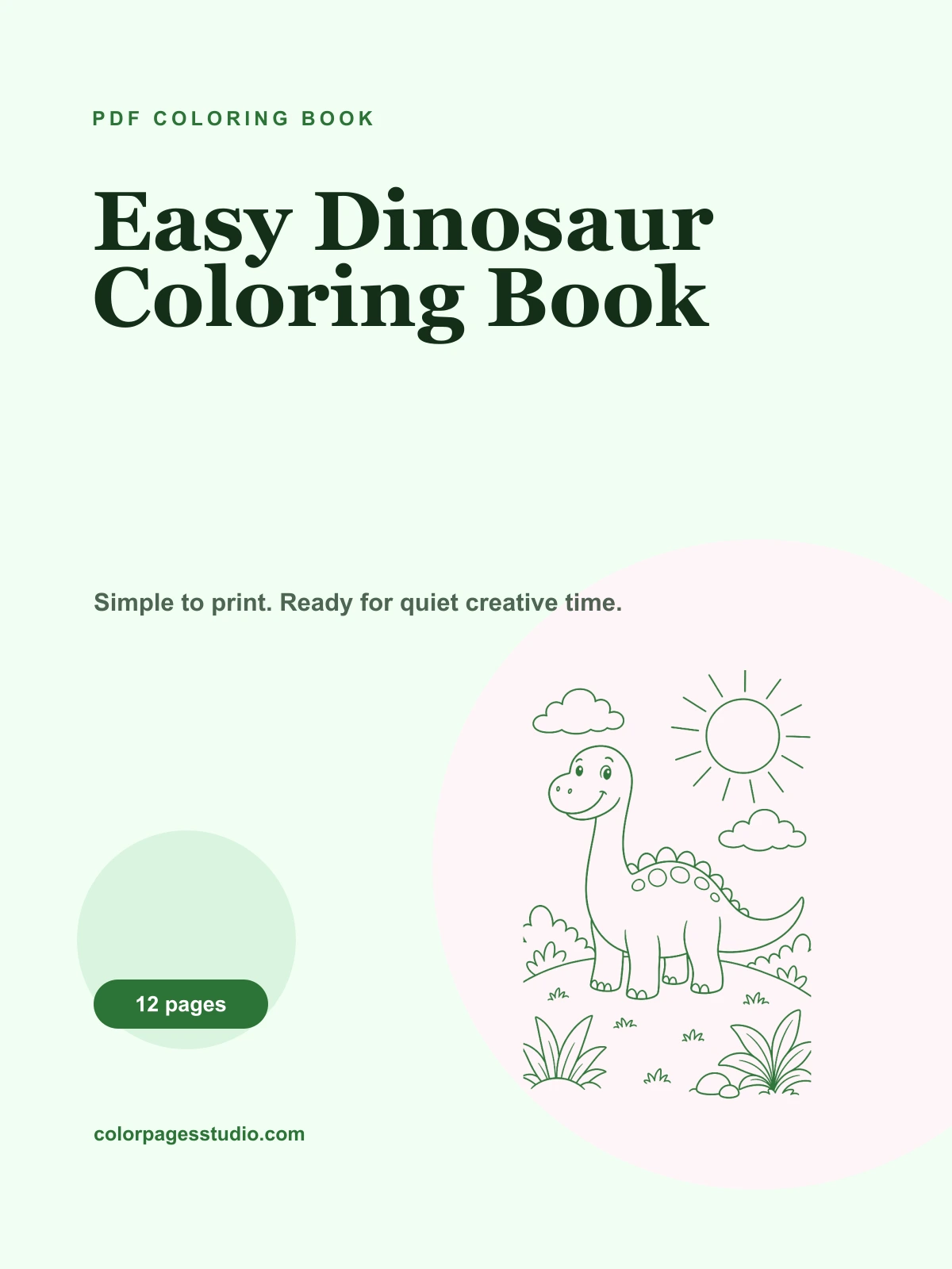 Easy Dinosaur Coloring Book cover