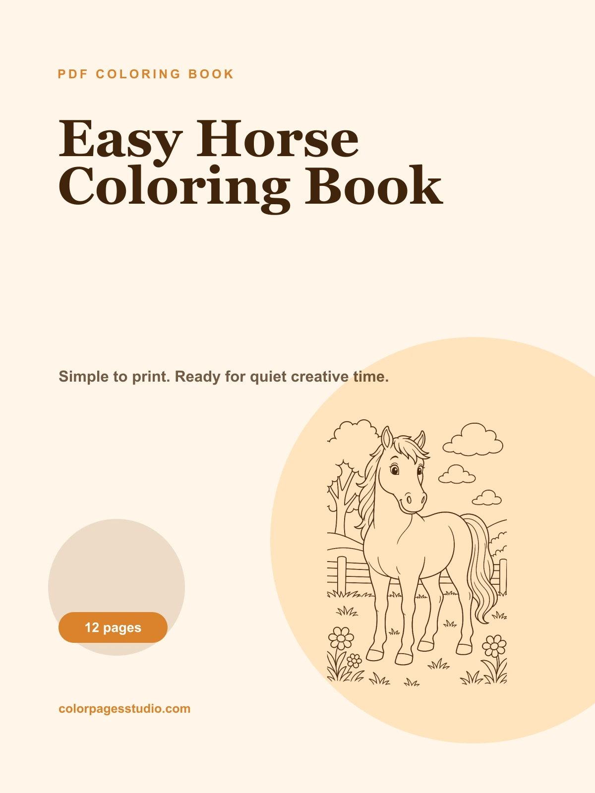 Easy Horse Coloring Book cover