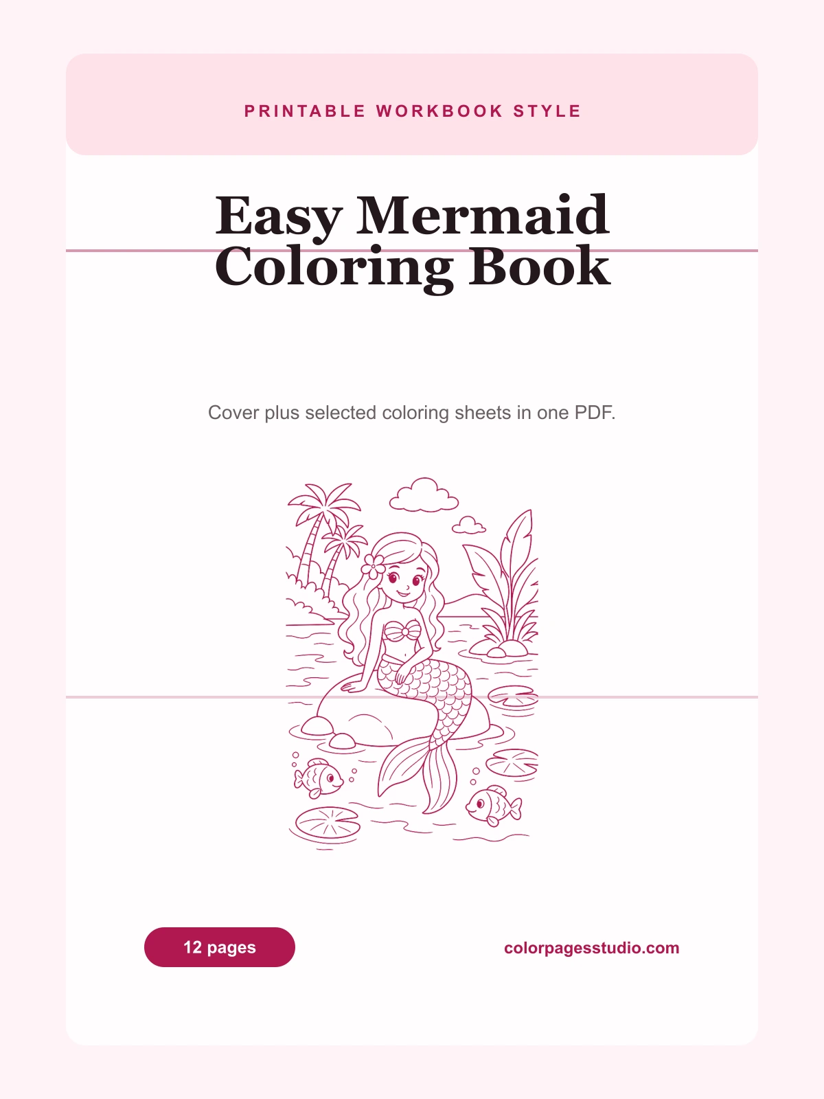 Easy Mermaid Coloring Book cover