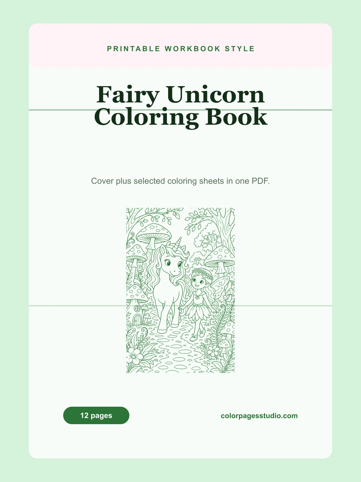 Fairy Unicorn Coloring Book cover