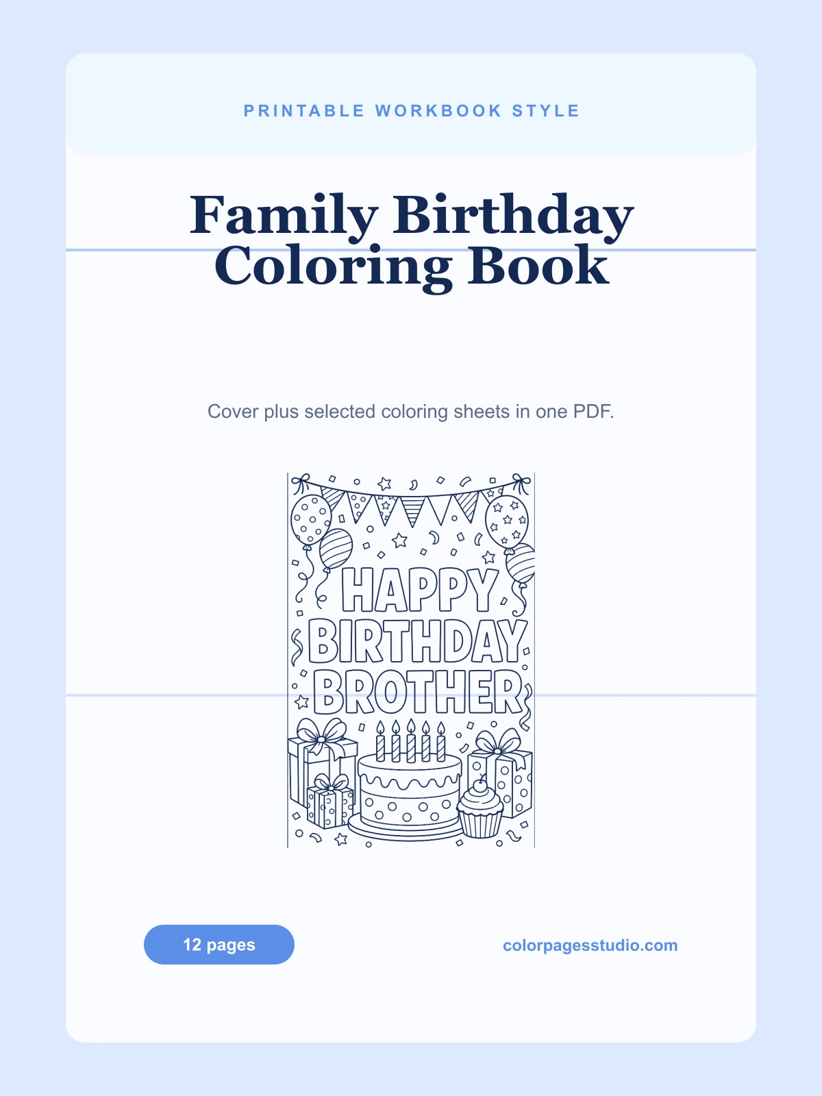 Family Birthday Coloring Book cover