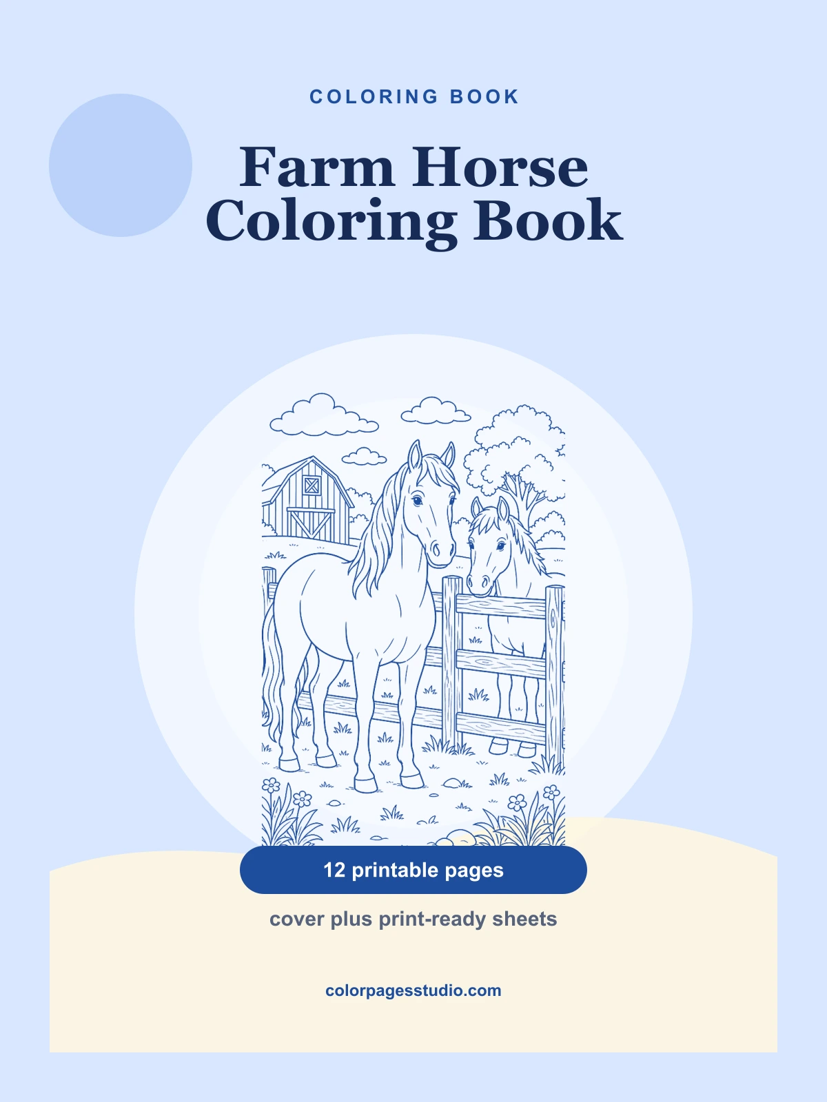 Farm Horse Coloring Book cover