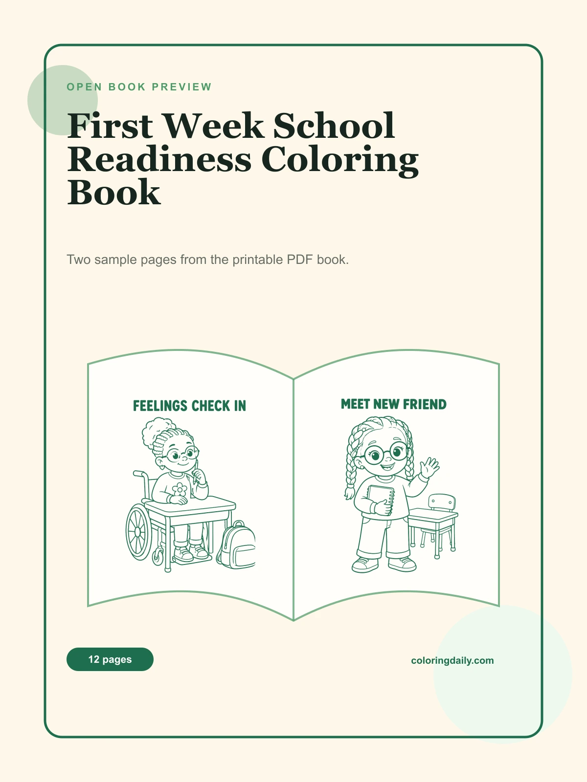First Week School Readiness Coloring Book cover