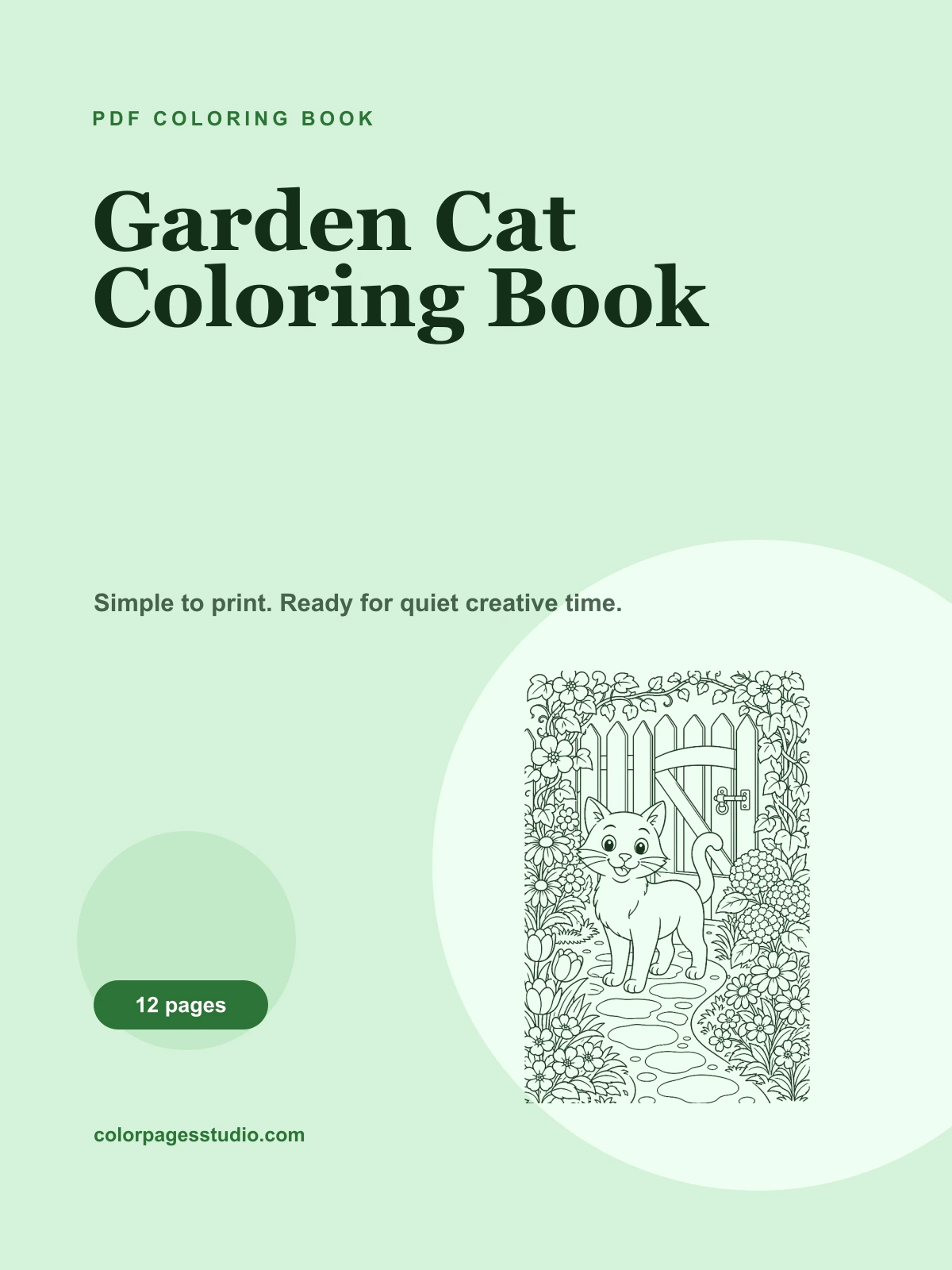 Garden Cat Coloring Book cover