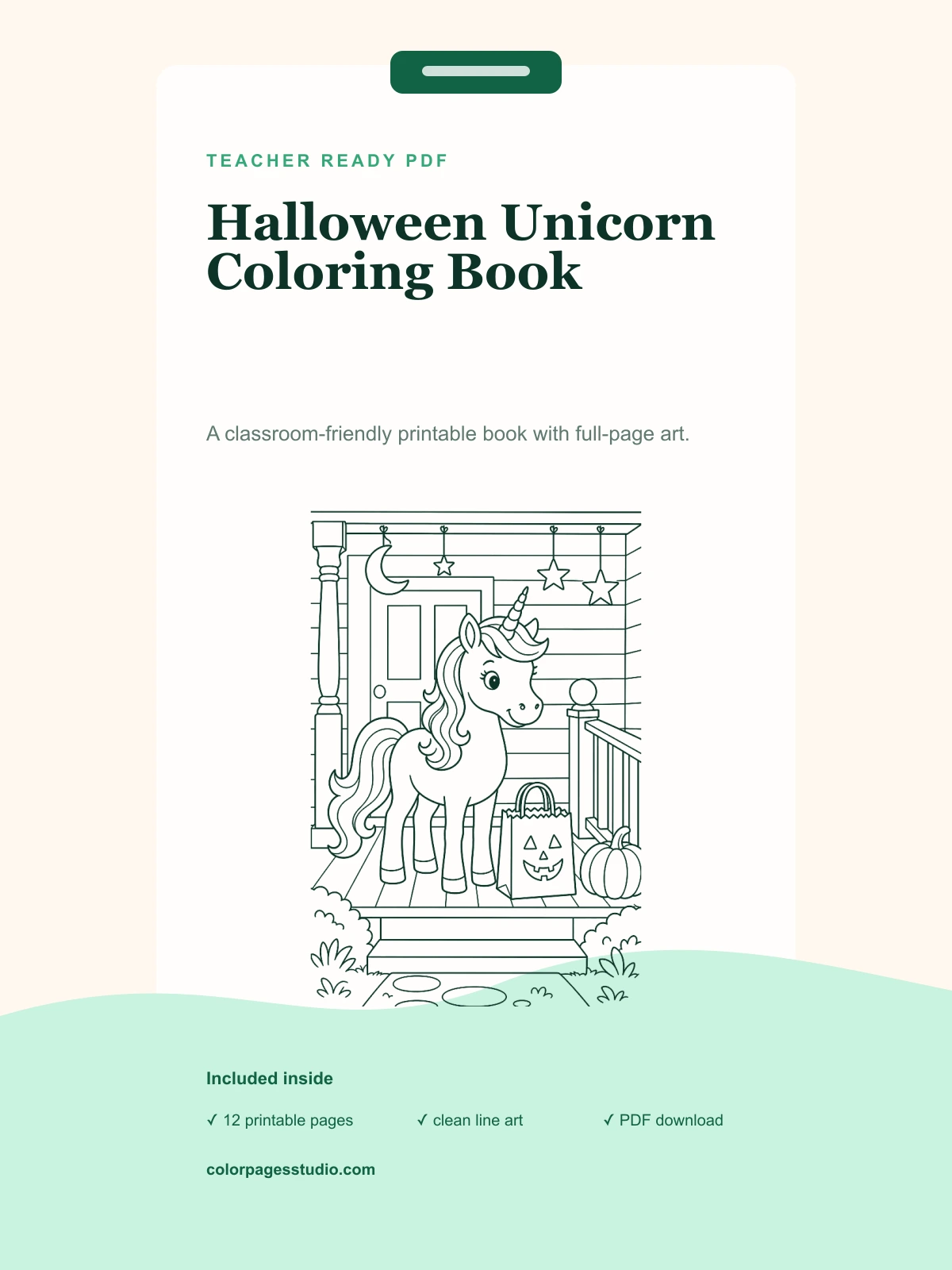 Halloween Unicorn Coloring Book cover