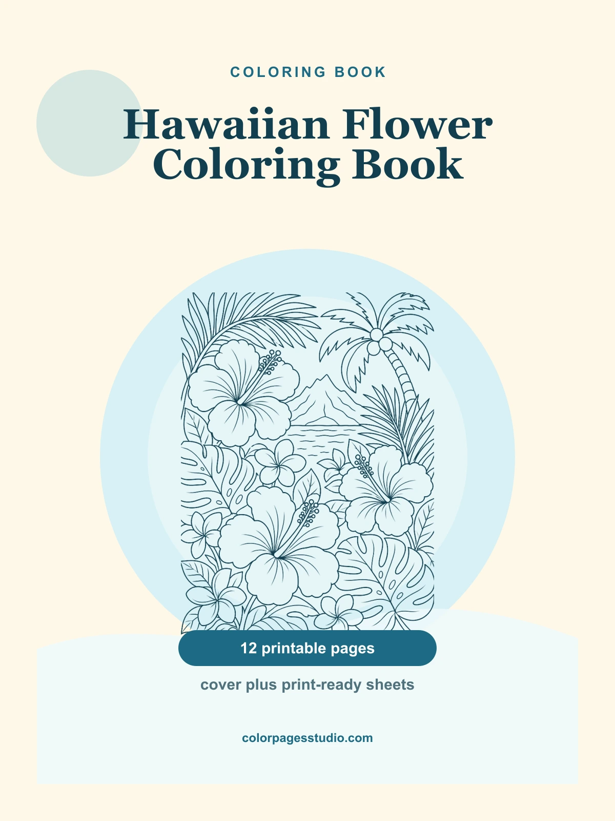 Hawaiian Flower Coloring Book cover
