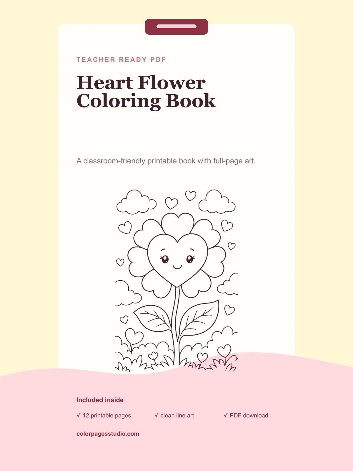 Heart Flower Coloring Book cover