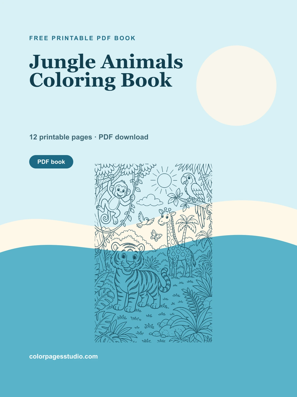 Jungle Animals Coloring Book cover