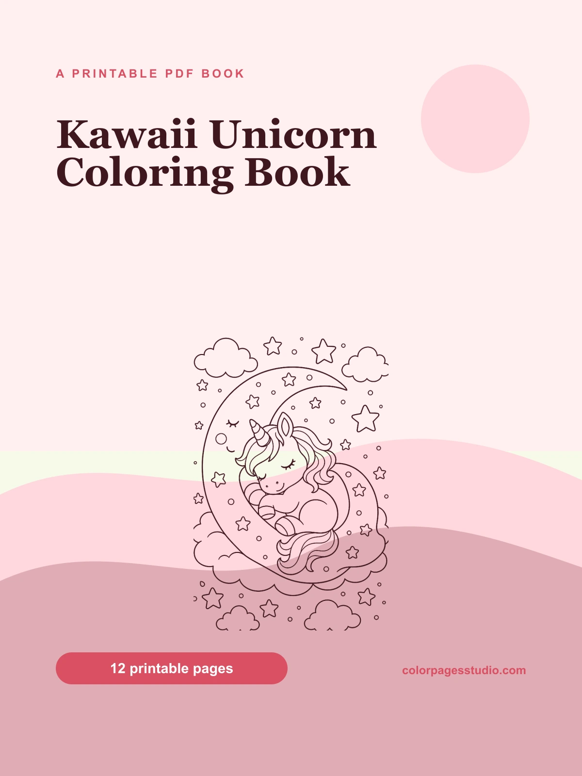 Kawaii Unicorn Coloring Book cover