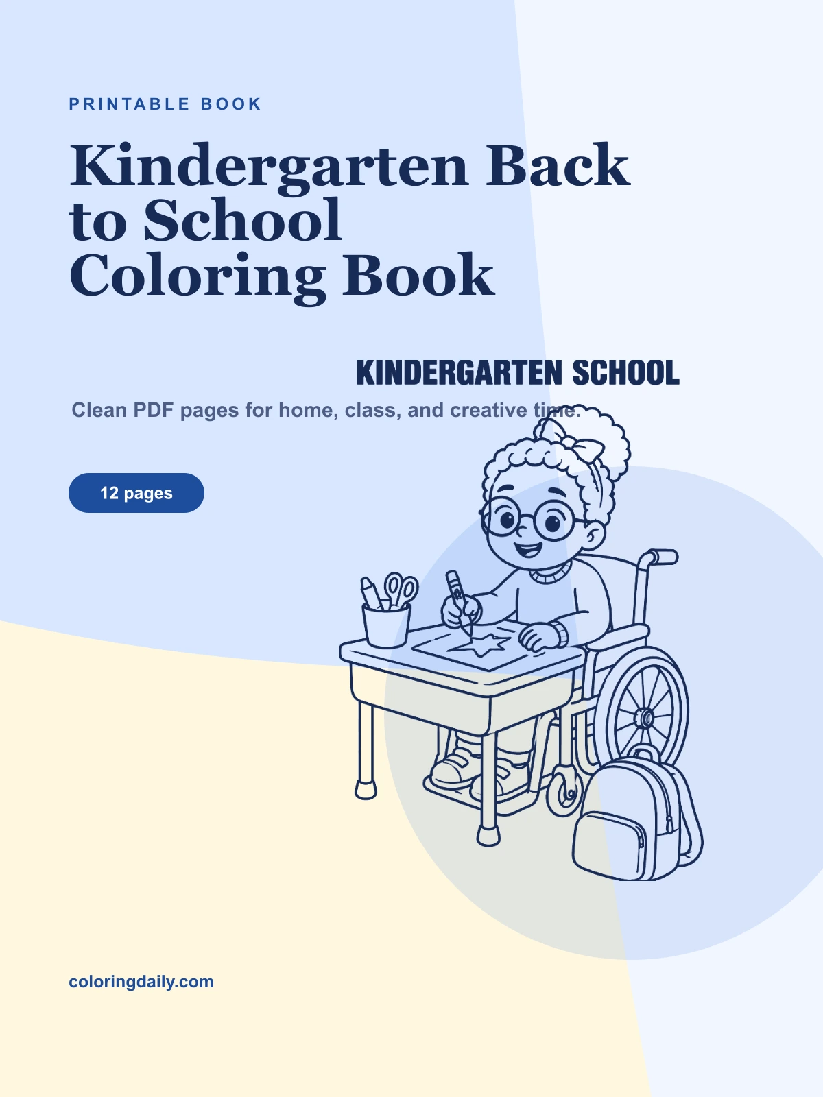 Kindergarten Back to School Coloring Book cover