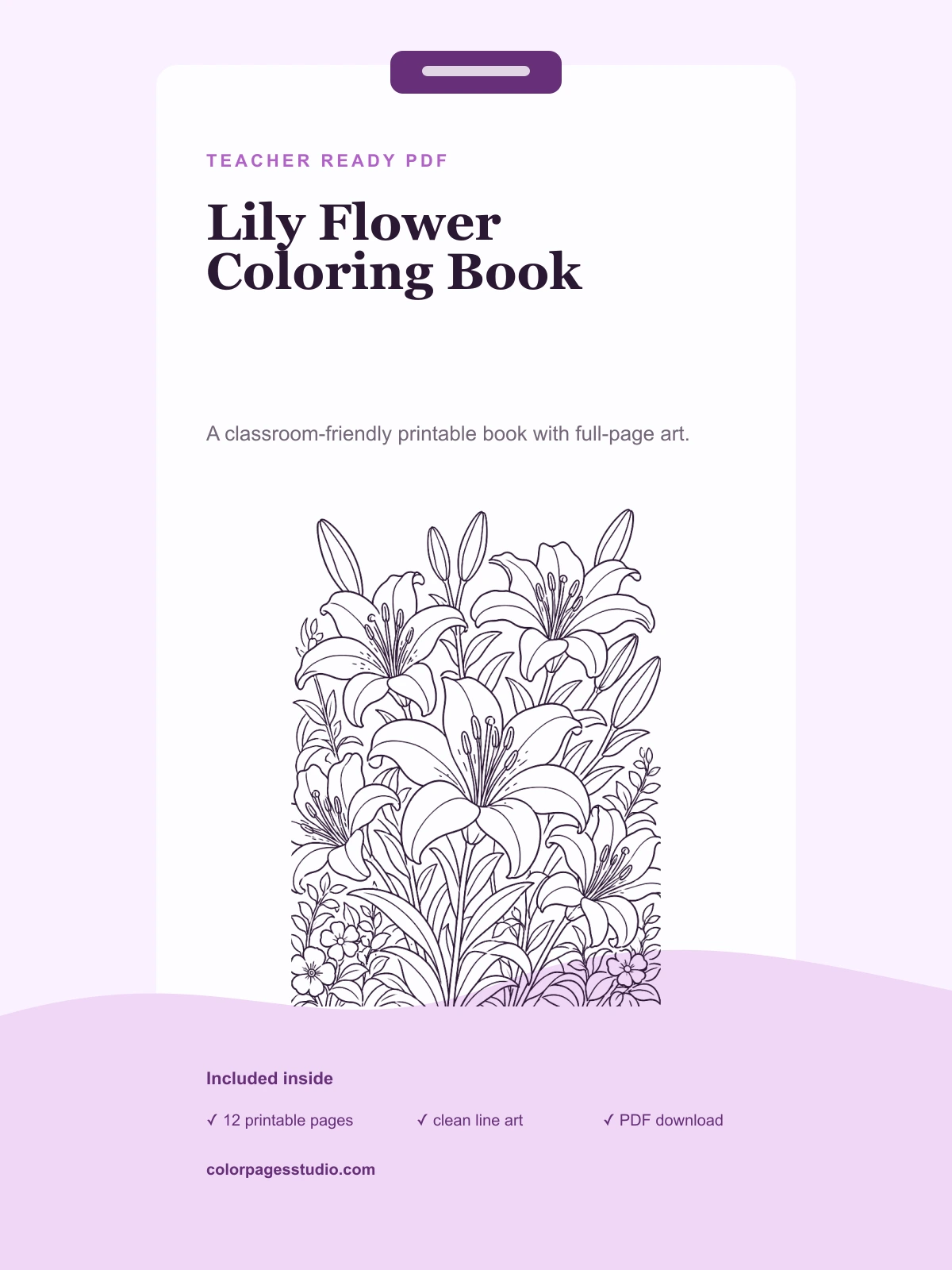 Lily Flower Coloring Book cover