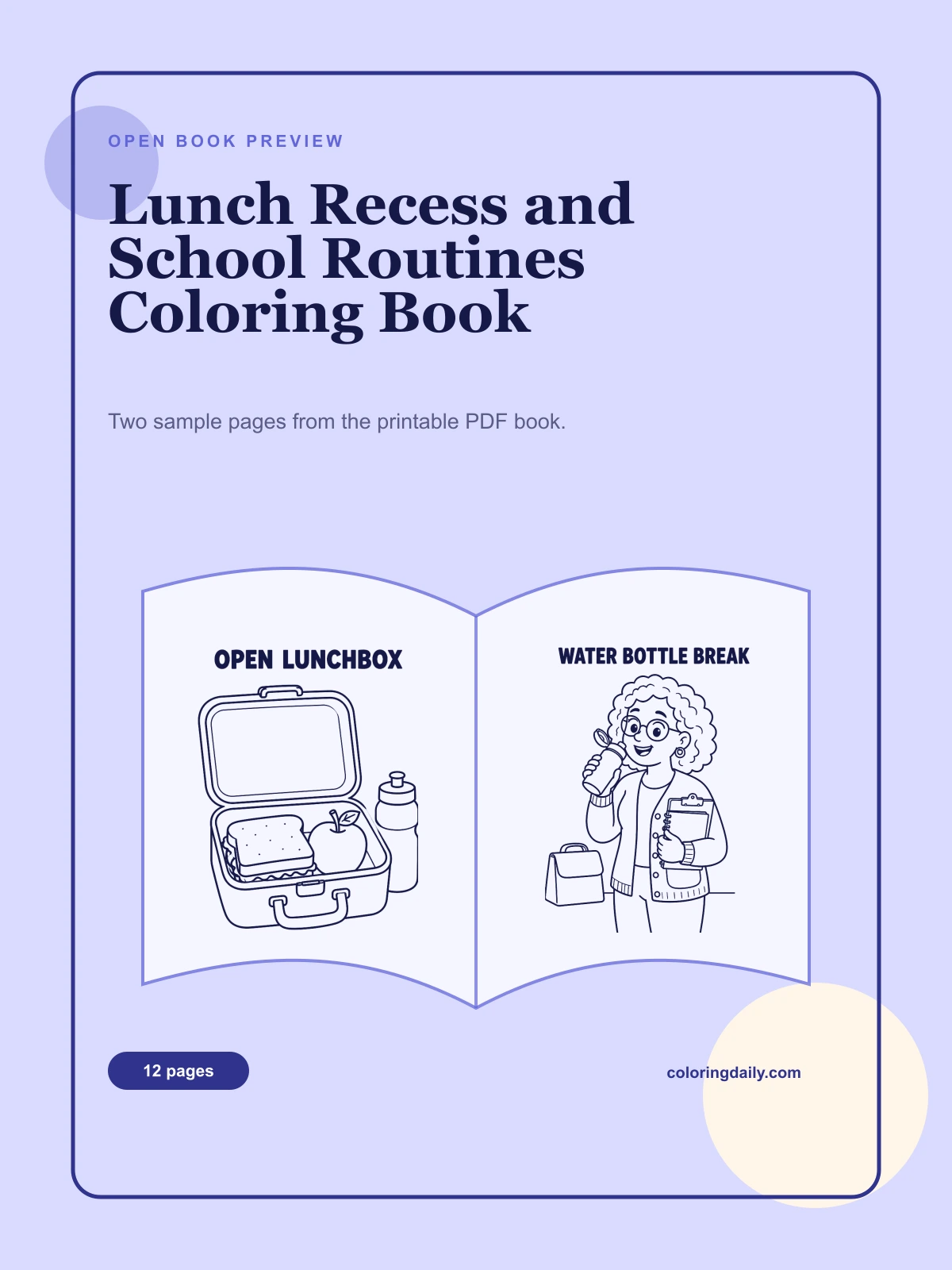 Lunch Recess and School Routines Coloring Book cover